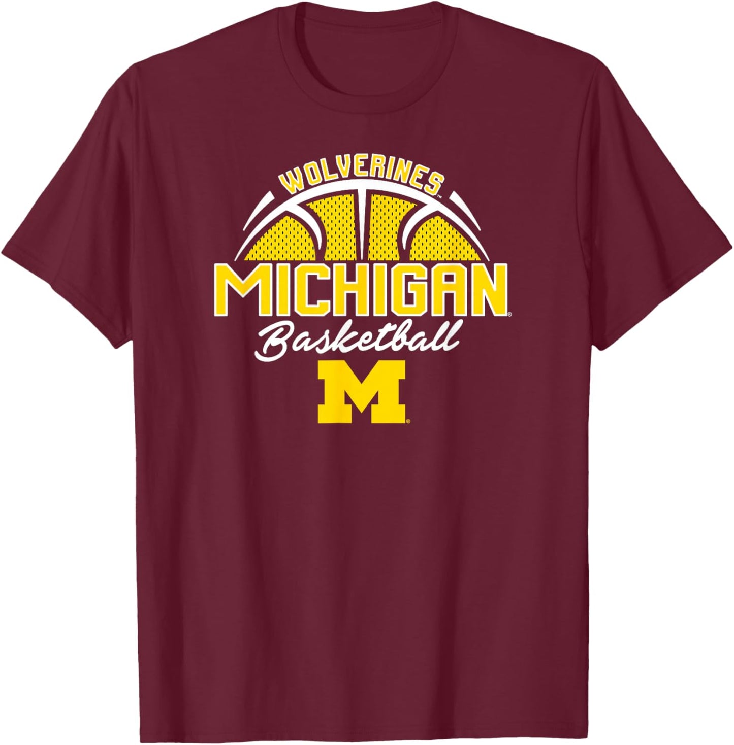 Michigan Wolverines Basketball Three Pointer Dark Heather T-Shirt - T-Shirt | Maroon