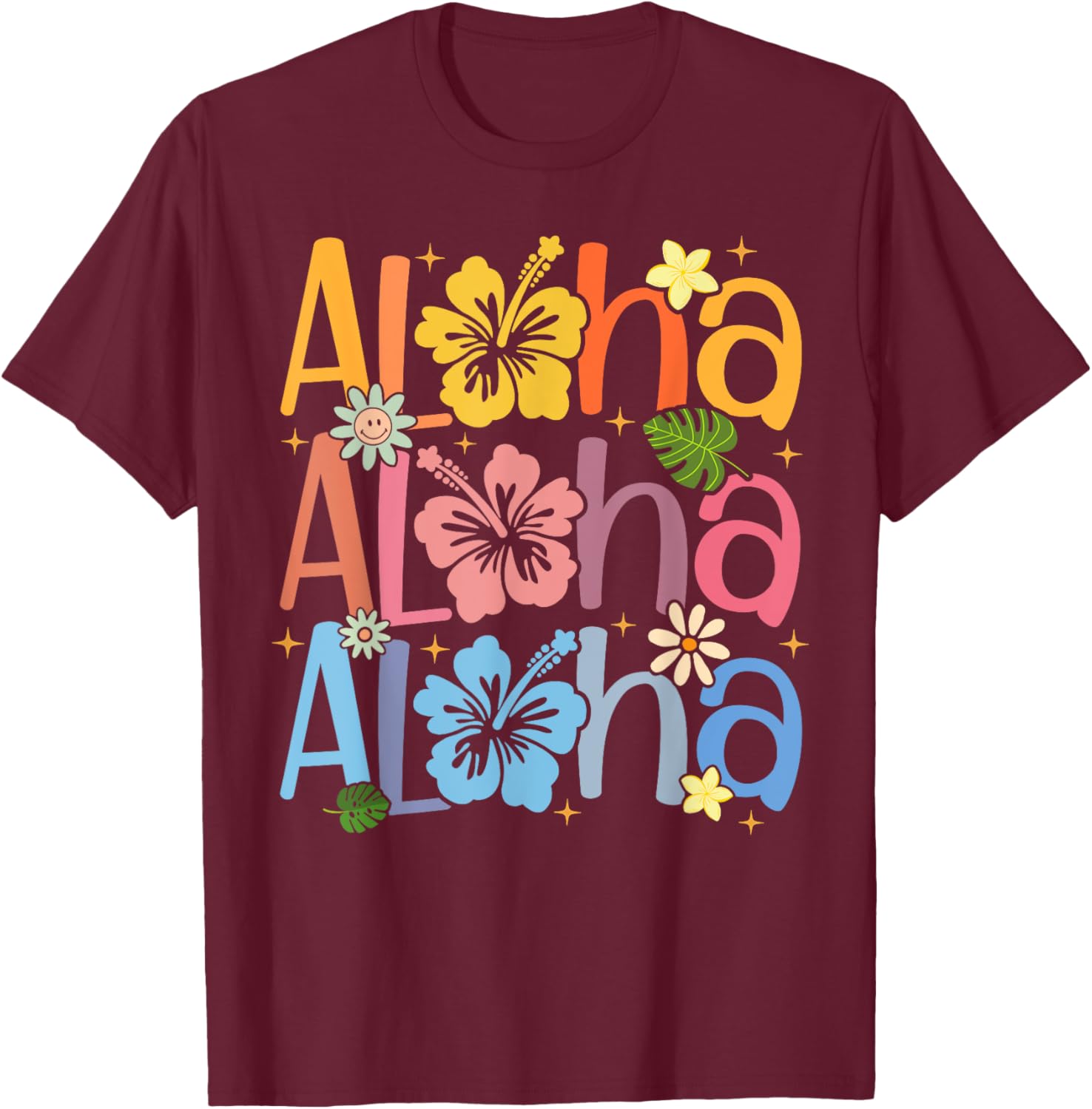 Cute Aloha Hawaiian Summer Vacation Shaka Hibiscus Kids Girl T-Shirt - T-Shirt | Maroon
