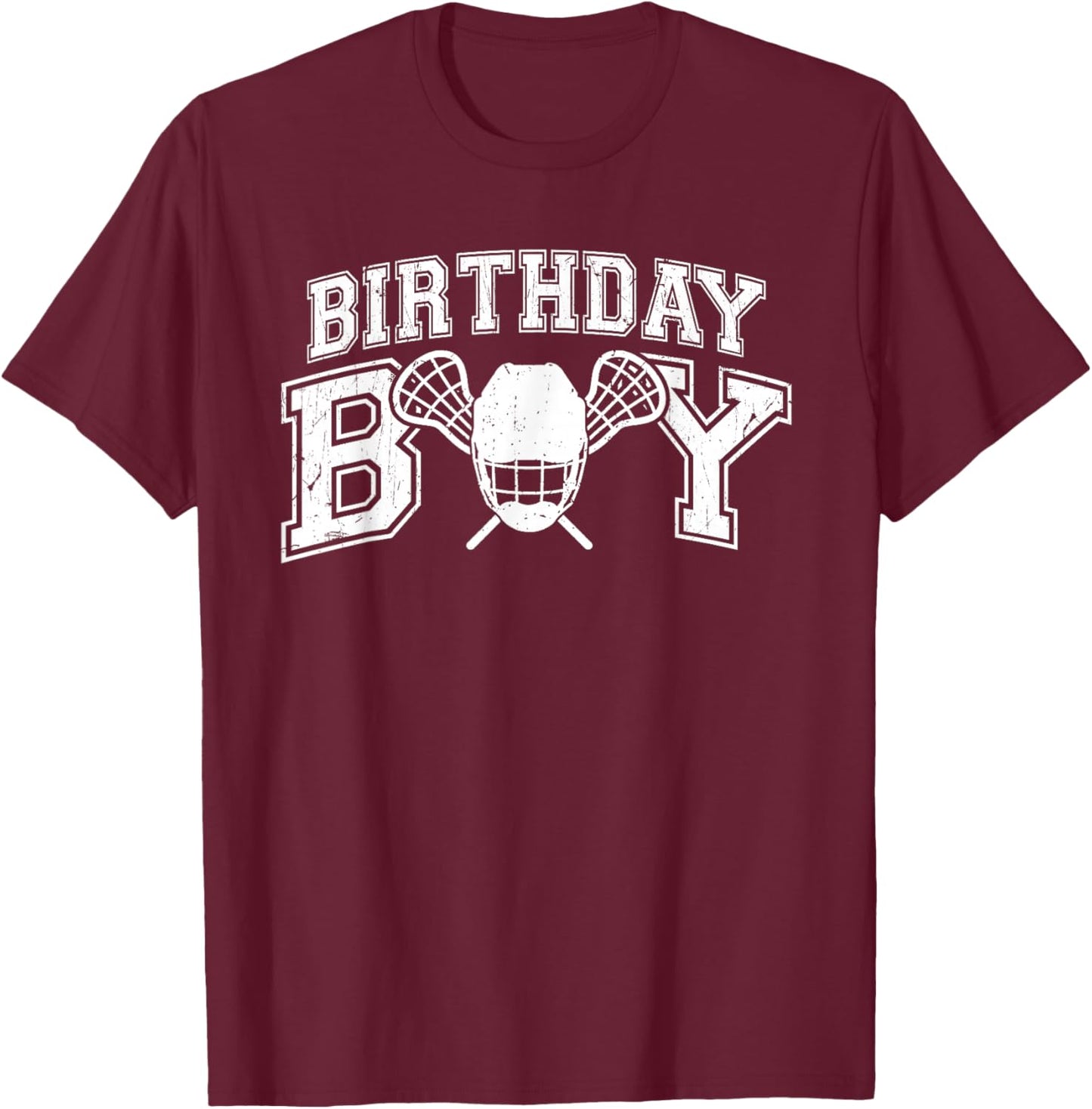 Lacrosse Boys Birthday Party Decorations Lacrosse Player Lax T-Shirt - T-Shirt | Maroon
