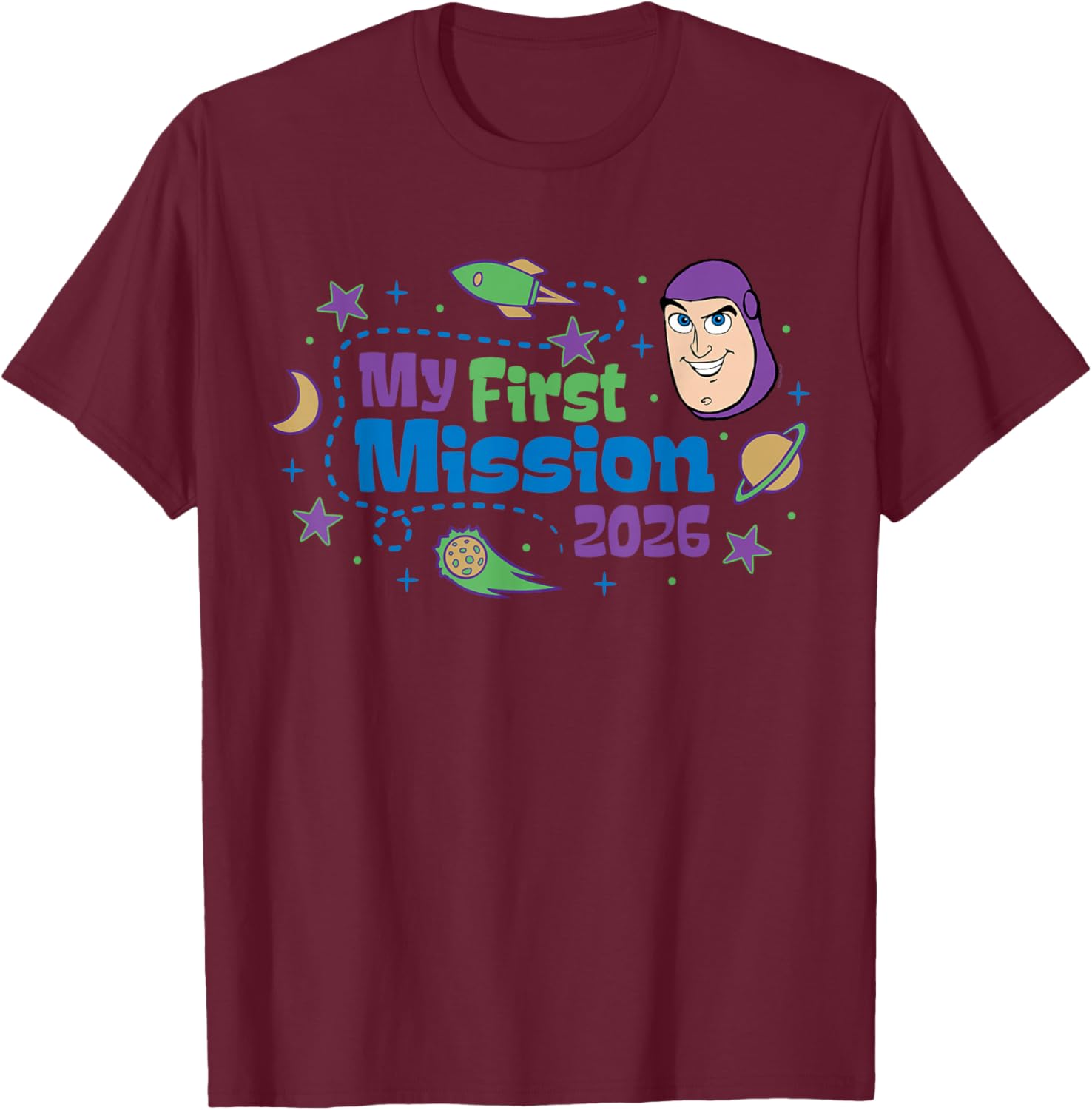 Disney and Pixar's Toy Story Buzz My First Mission 2026 T-Shirt - T-Shirt | Maroon