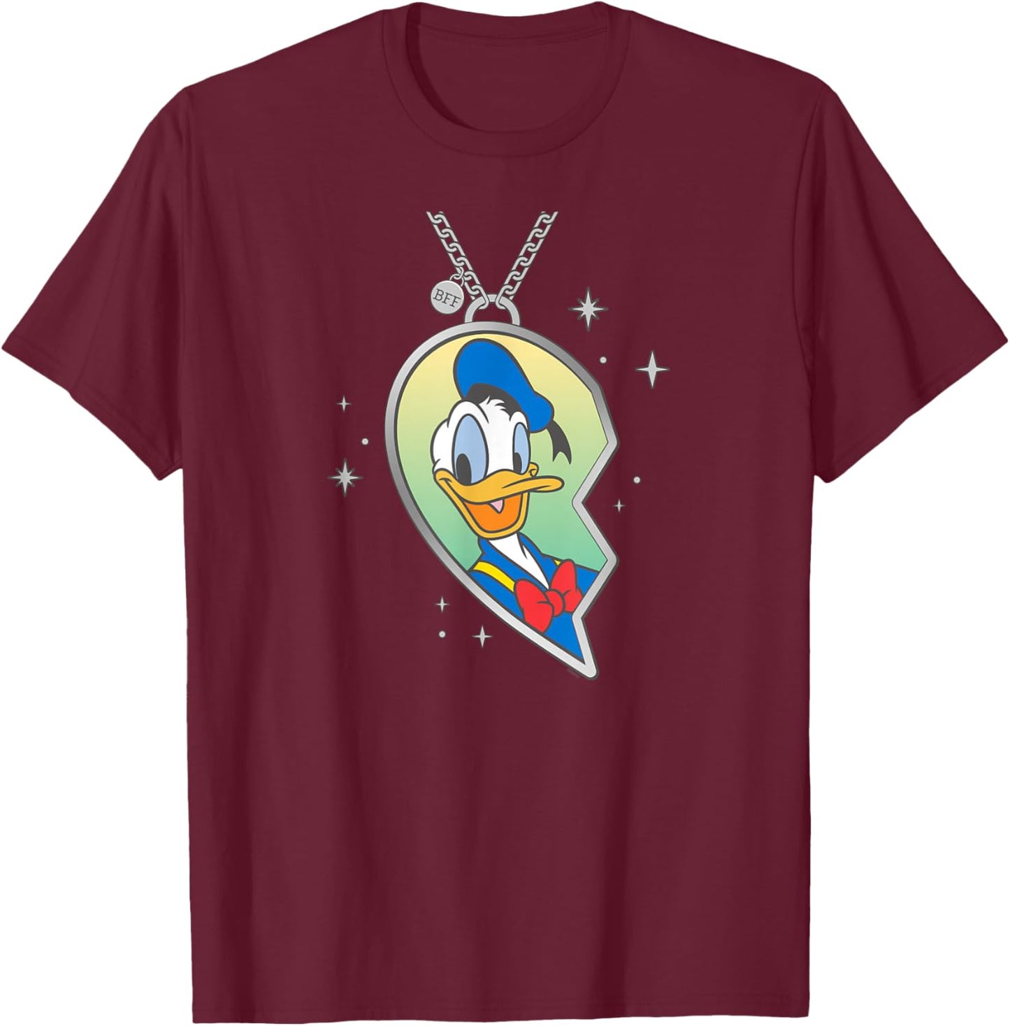 Disney BFF Best Friends Matching Heart Necklace Donald Duck T-Shirt - T-Shirt | Maroon