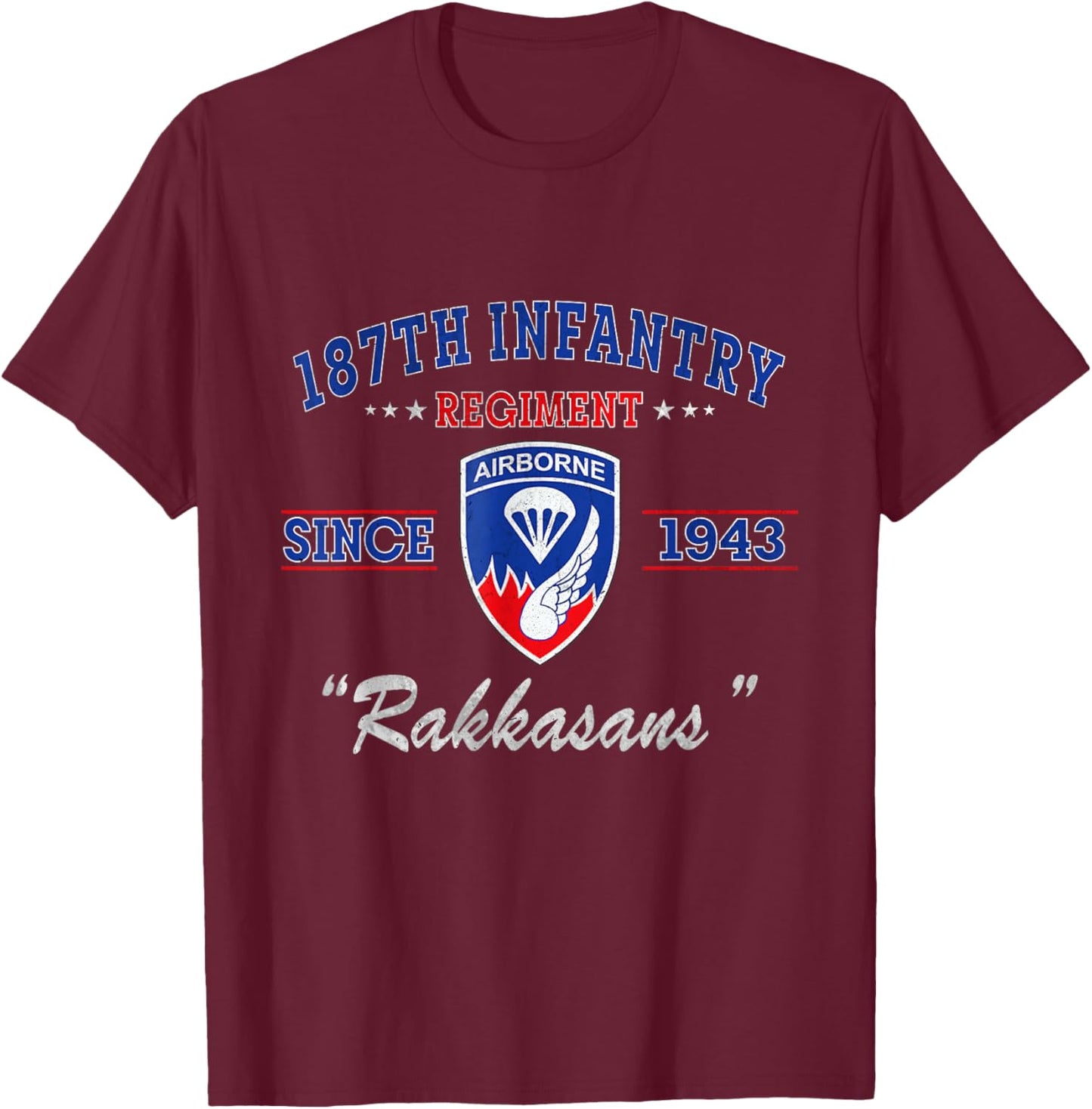 187th Infantry Regiment Veteran Military Father Day T-Shirt - T-Shirt | Maroon