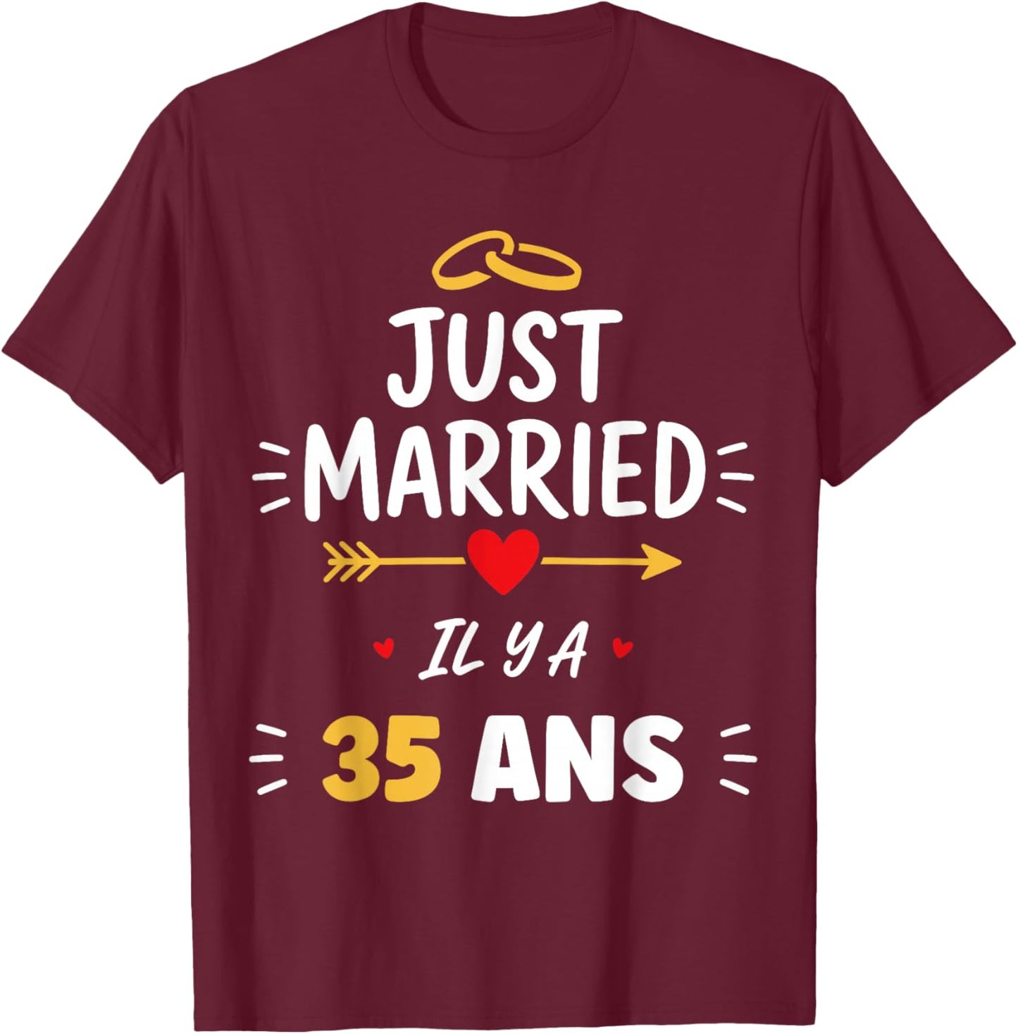 Fête Mariés Humour Couple Anniversaire Mariage 35 Ans T-Shirt - T-Shirt | Maroon