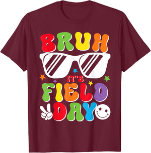 Bruh Its Field Day Sunglasses Men Women Kids Teacher T-Shirt - T-Shirt | Maroon