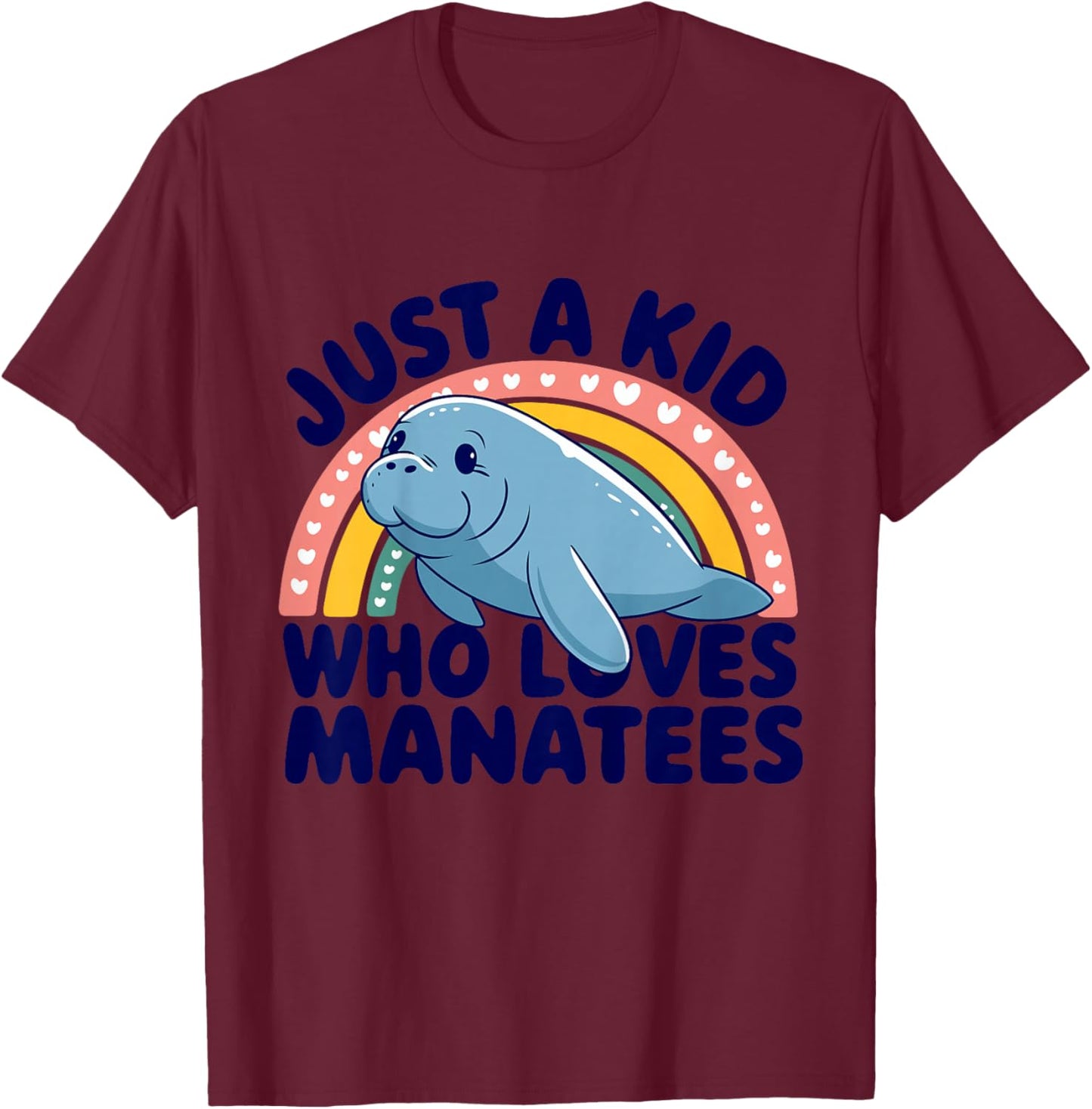 Kids Childrens Manatee Kids T-Shirt - T-Shirt | Maroon
