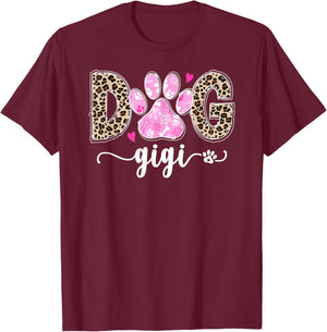 Dog Gigi Dog Lover Gigi Grandma Leopard T-Shirt - T-Shirt | Maroon