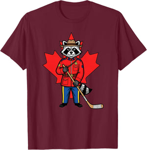 Canadian Raton Laveur Mountie Hockey Maple Leaf Canada Haut de Gamme T-Shirt - T-Shirt | Maroon