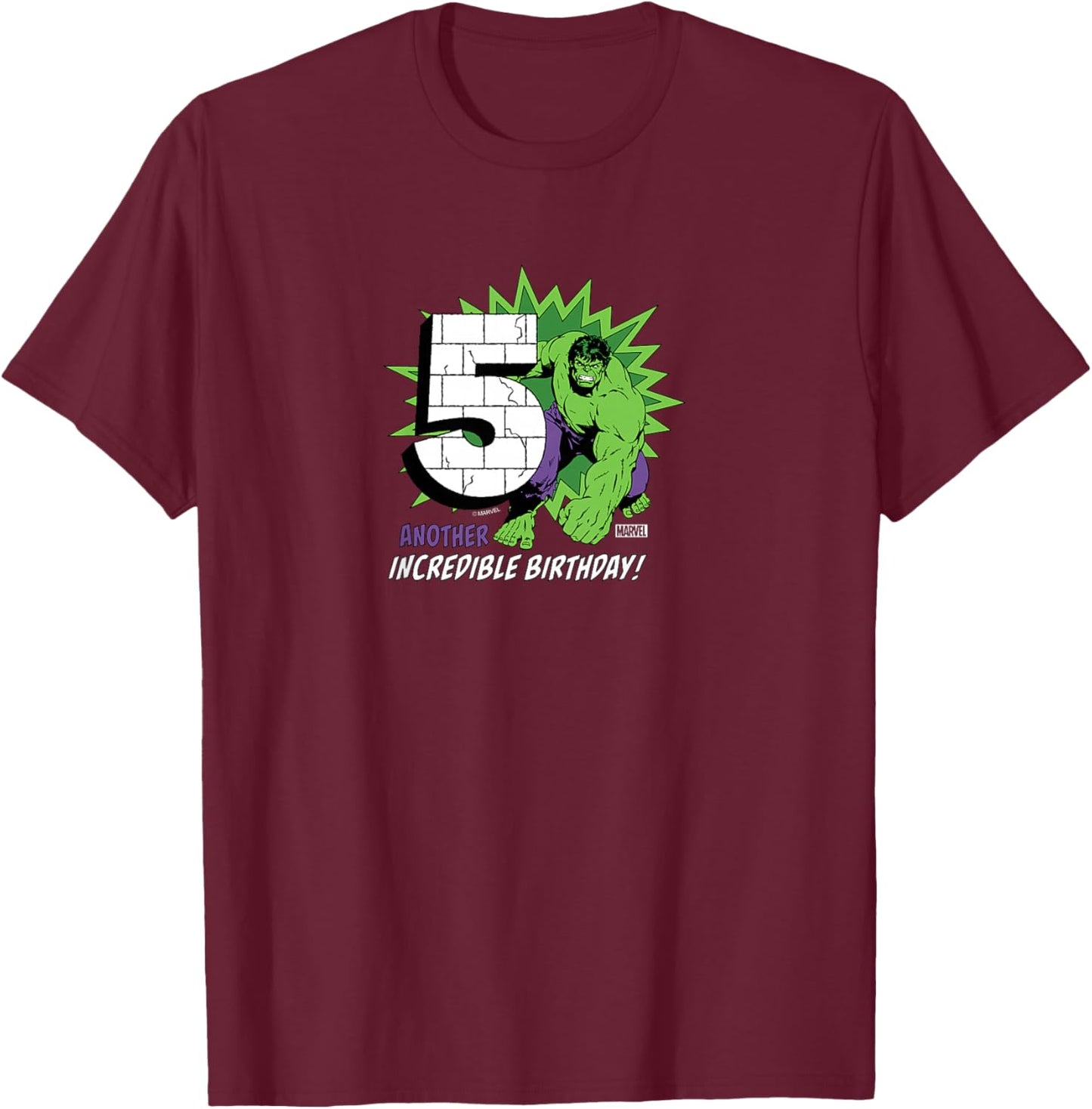Kids Hulk - 5th Birthday T-Shirt - T-Shirt | Maroon
