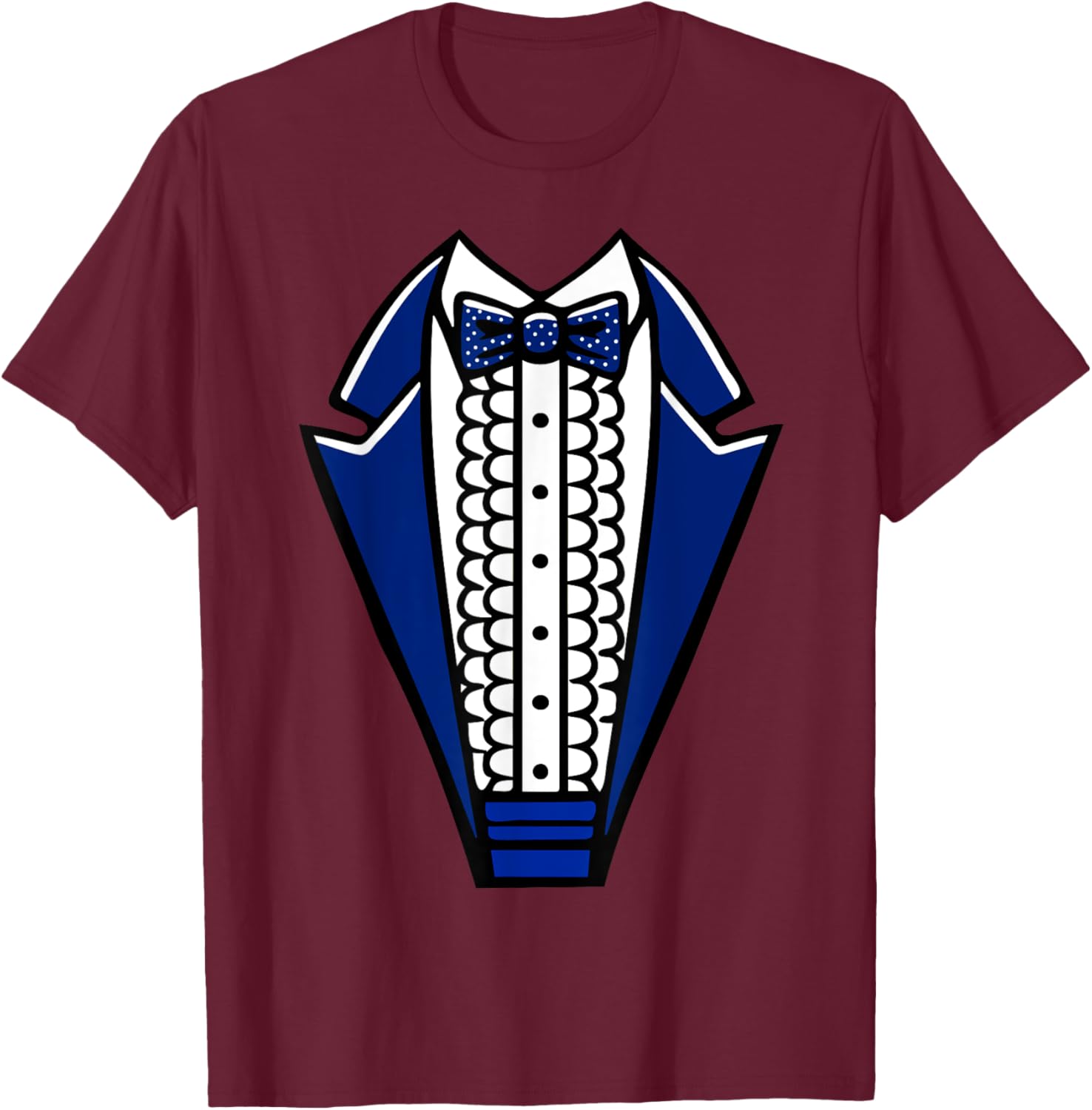 Tuxedo with Bowtie For Funny Wedding And Special Occasions T-Shirt - T-Shirt | Maroon