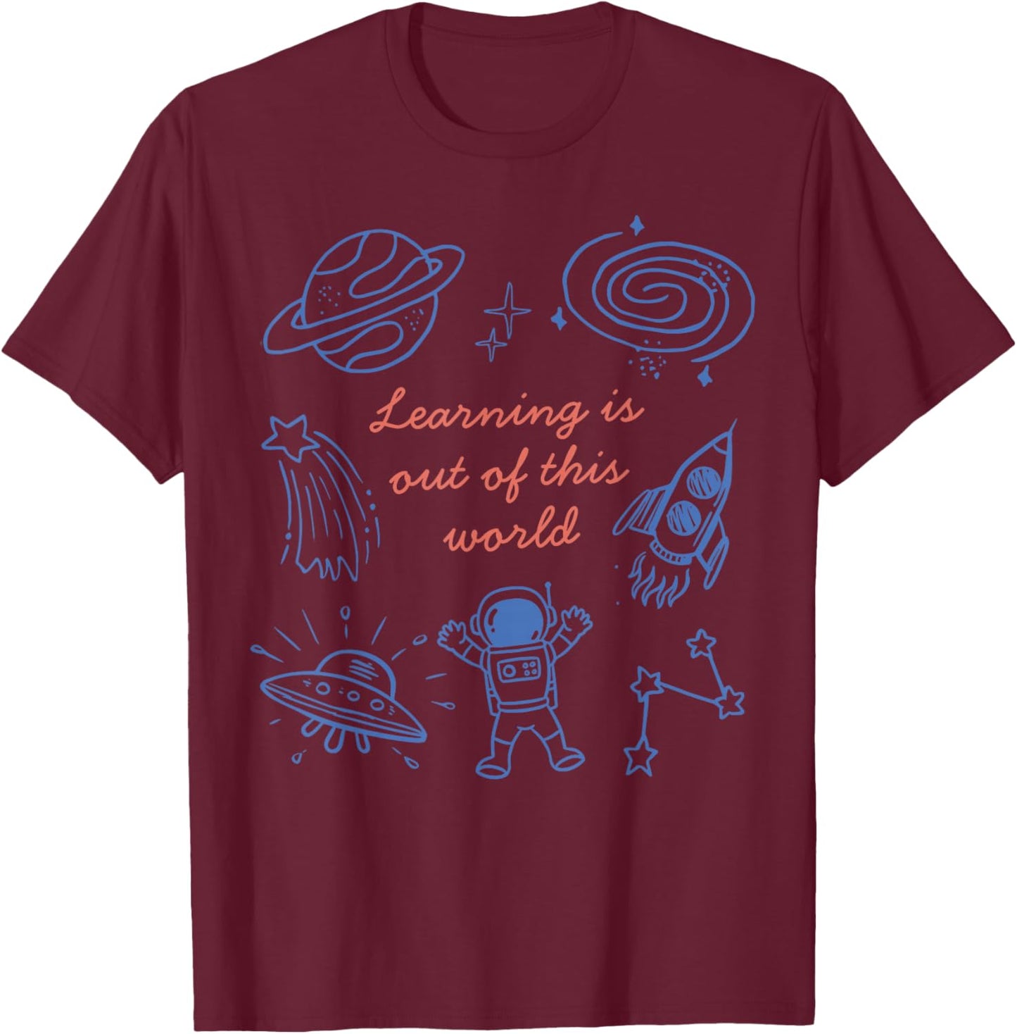 Retro Learning is Out of This World Planets Science Teacher T-Shirt - T-Shirt | Maroon