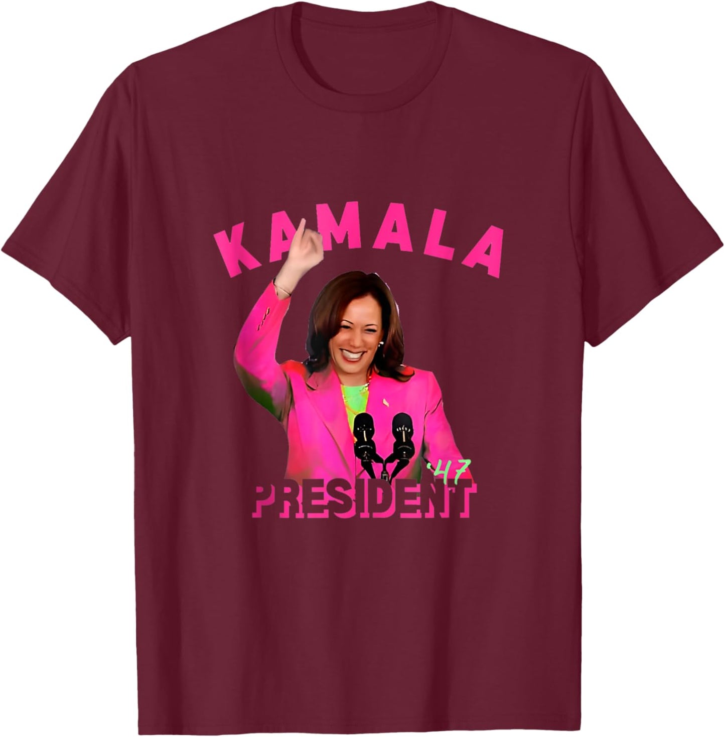 Kamala Harris Aka for President 47 Pink Comma La 2024 Women T-Shirt - T-Shirt | Maroon