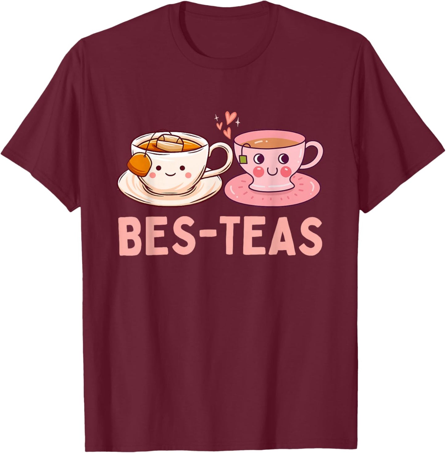 Funny BES-Teas Kawaii Teas Lover Bestie Matching Women Girls T-Shirt - T-Shirt | Maroon