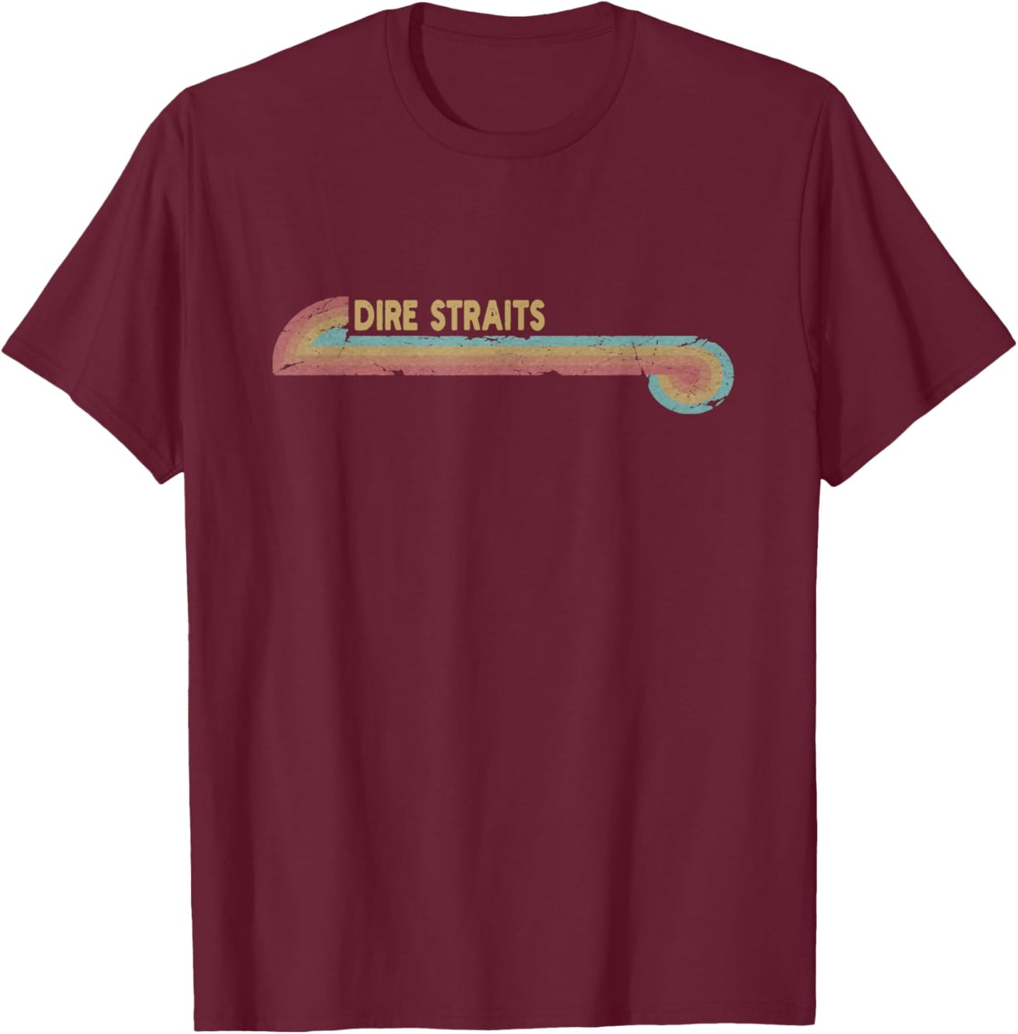 Vintage Retro Line Dire Straits Cassette Stripes Musician T-Shirt - T-Shirt | Maroon