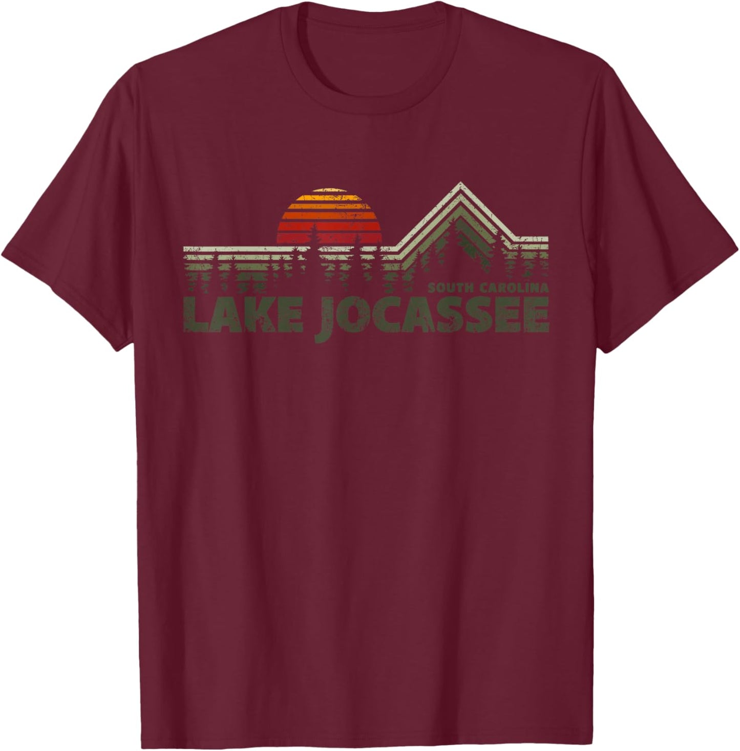 Lake Jocassee Retro Nature T-Shirt - T-Shirt | Maroon