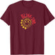 Official Blink-182 Yellow Smiley Logo Raglan Baseball T-Shirt - T-Shirt | Maroon