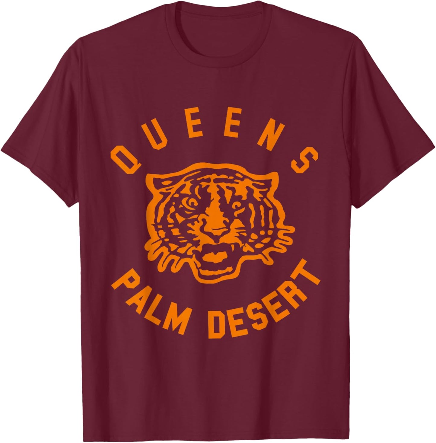 Official Queens of The Stone Age Tiger Palm Desert T-Shirt - T-Shirt | Maroon