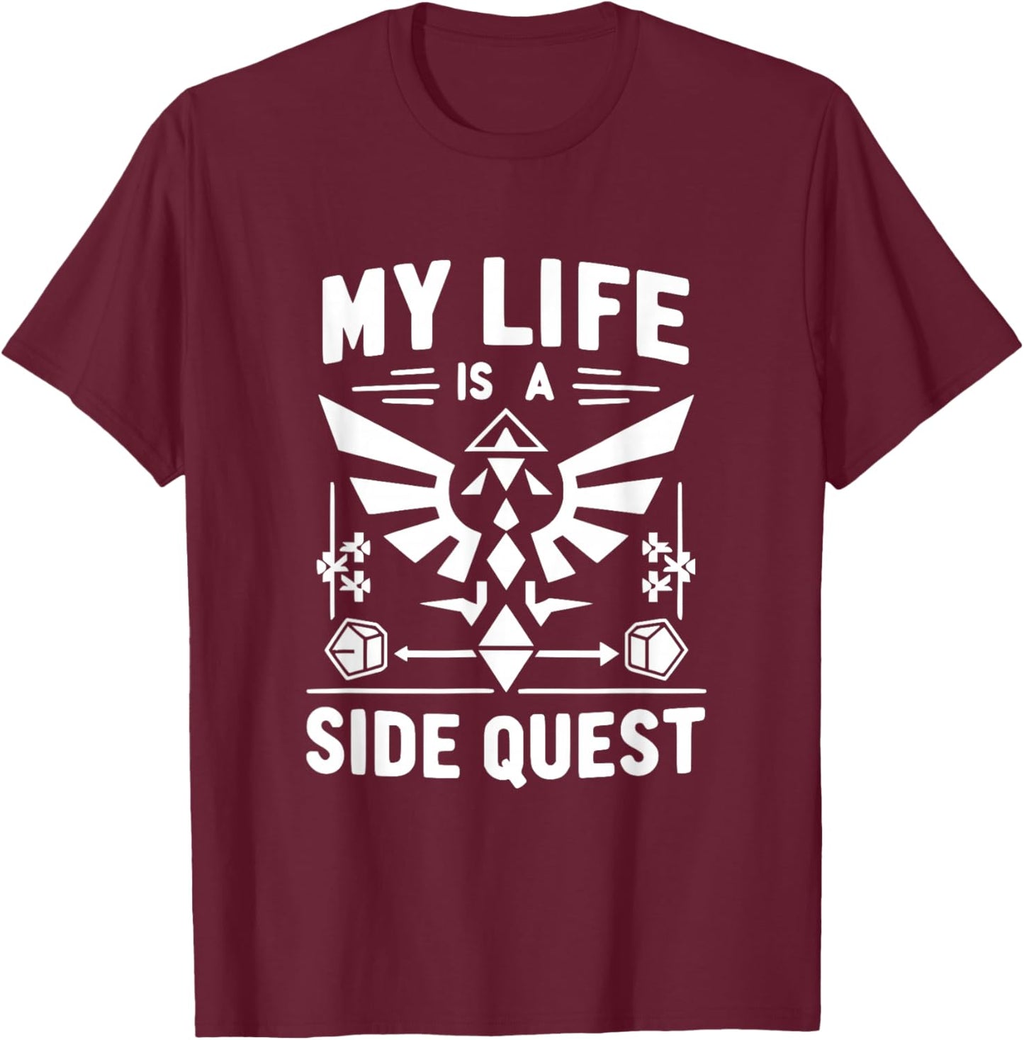 My Life is a Side Quest Funny Gamer Humor T-Shirt - T-Shirt | Maroon