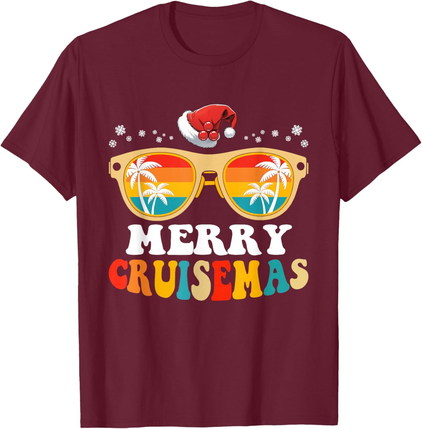 Merry Cruisemas Retro Summer Cruise Christmas Men Women Kids T-Shirt - T-Shirt | Maroon