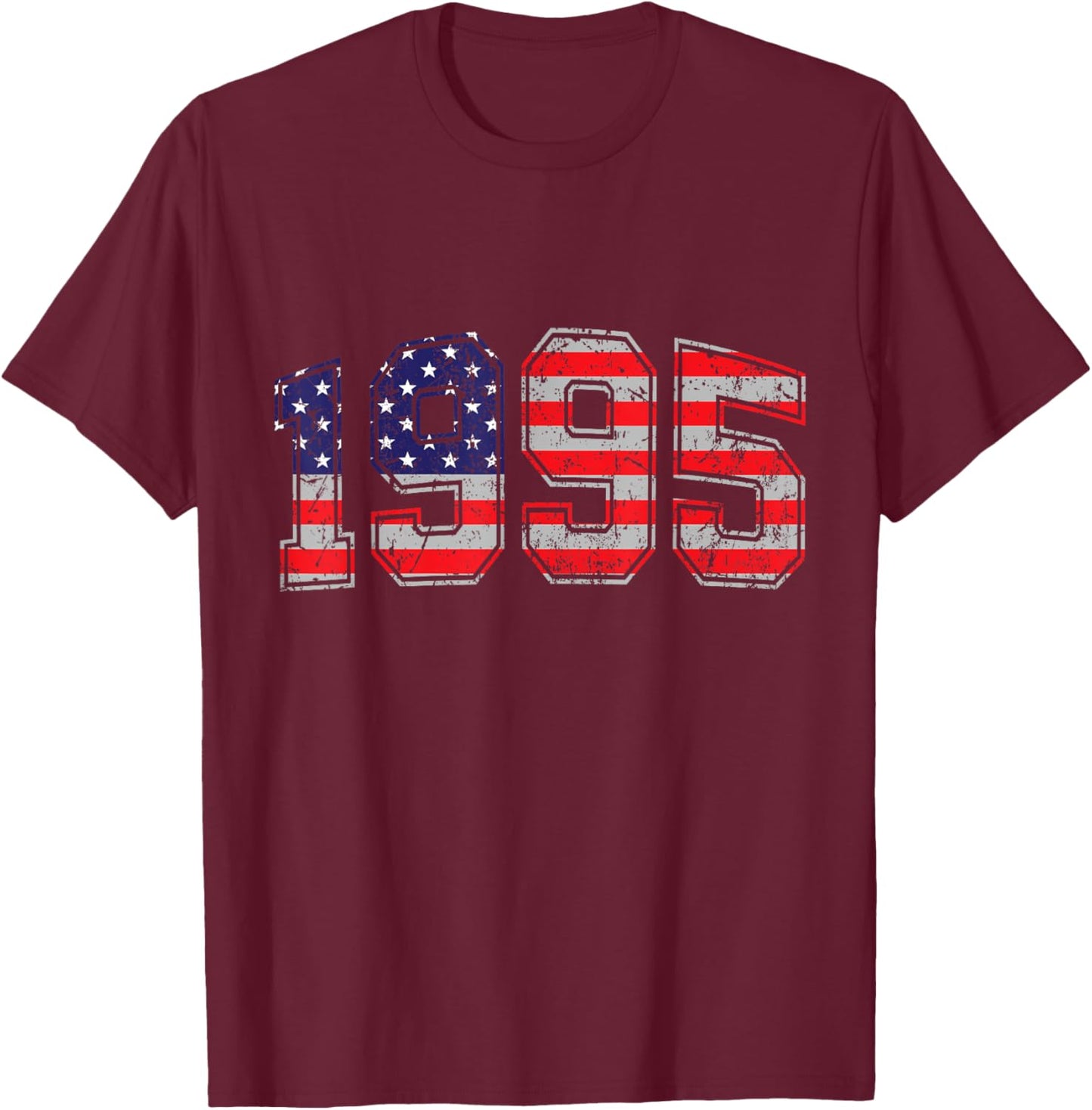 Vintage 1995 29 Years Old American Flag 4th Of July Retro T-Shirt - T-Shirt | Maroon