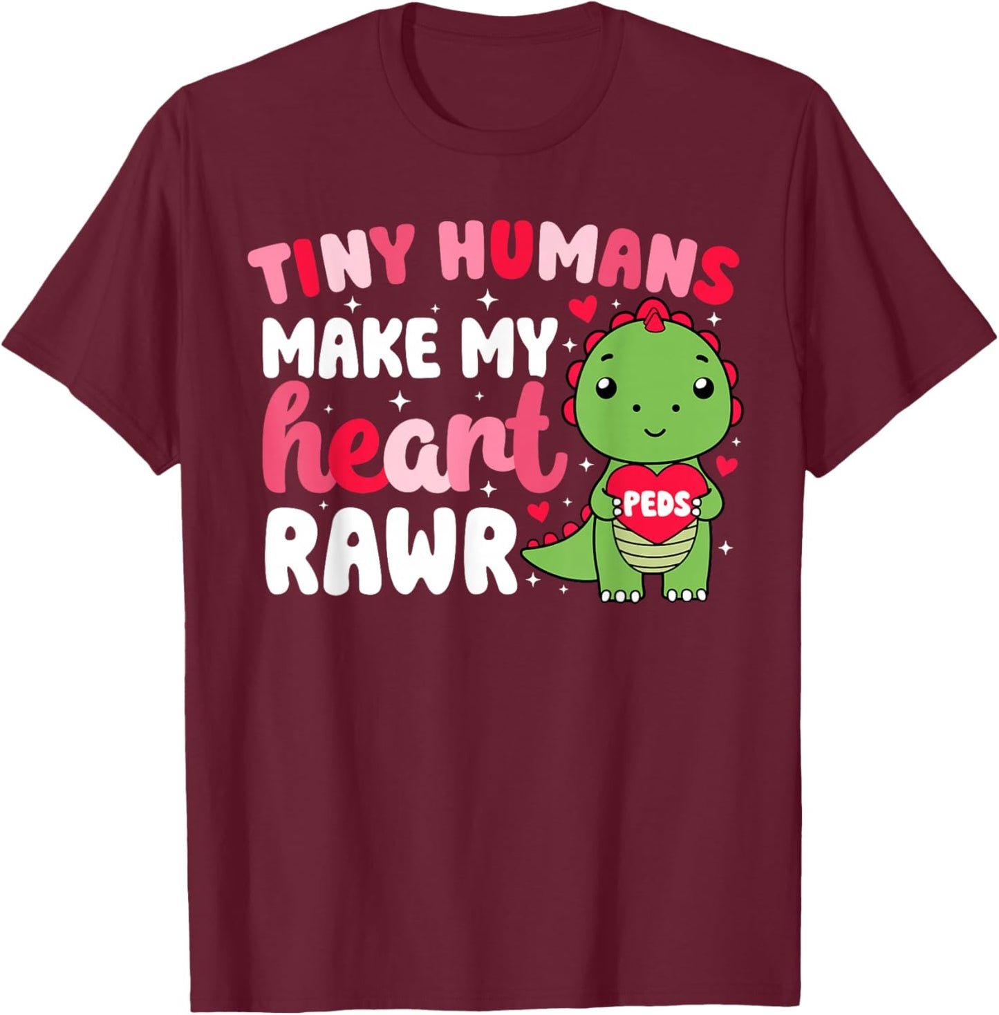 Peds Nurse Valentine Pediatric Nurse Valentines Day T-Shirt - T-Shirt | Maroon