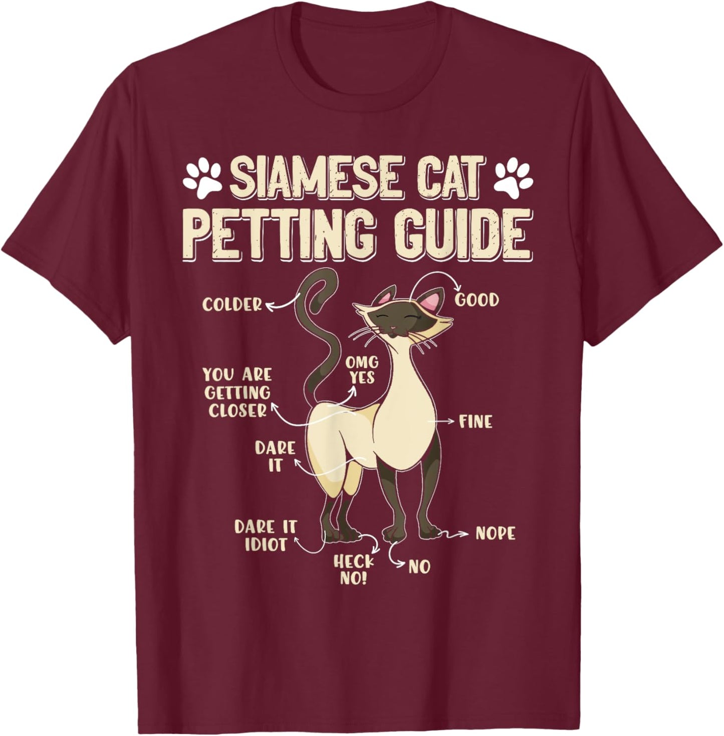 SIAMESE CAT PETTING GUIDE Funny Cat Owners Siamese Cat Women T-Shirt - T-Shirt | Maroon