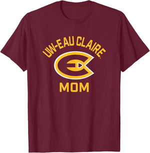 University of Wisconsin-Eau Claire Blugolds Arched Mom T-Shirt - T-Shirt | Maroon