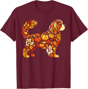 Autumn Pumpkin Cavalier King Charles Spaniel Thanksgiving T-Shirt - T-Shirt | Maroon