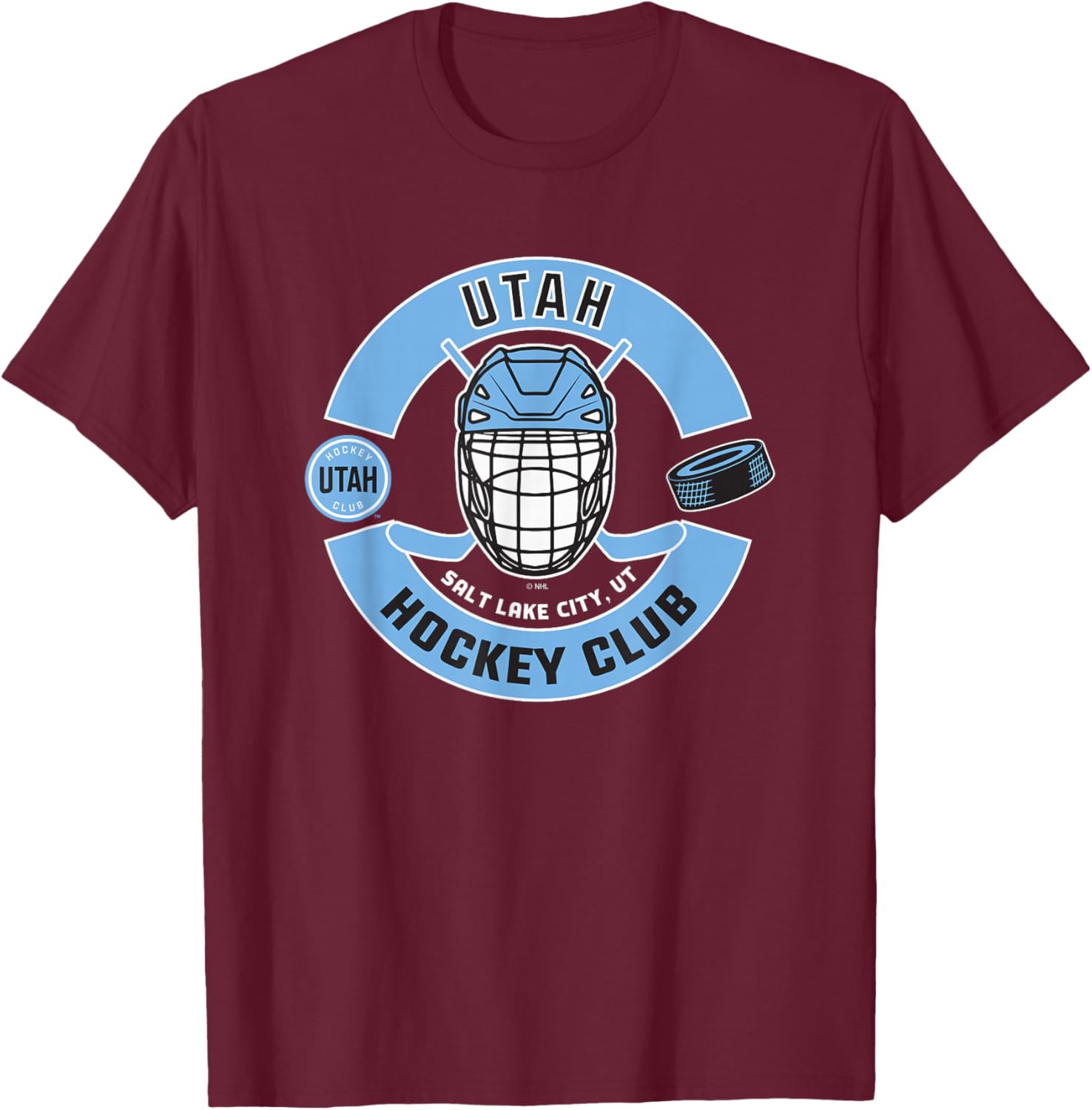 Utah Hockey Club Mask Dark Heather Officially Licensed T-Shirt - T-Shirt | Maroon