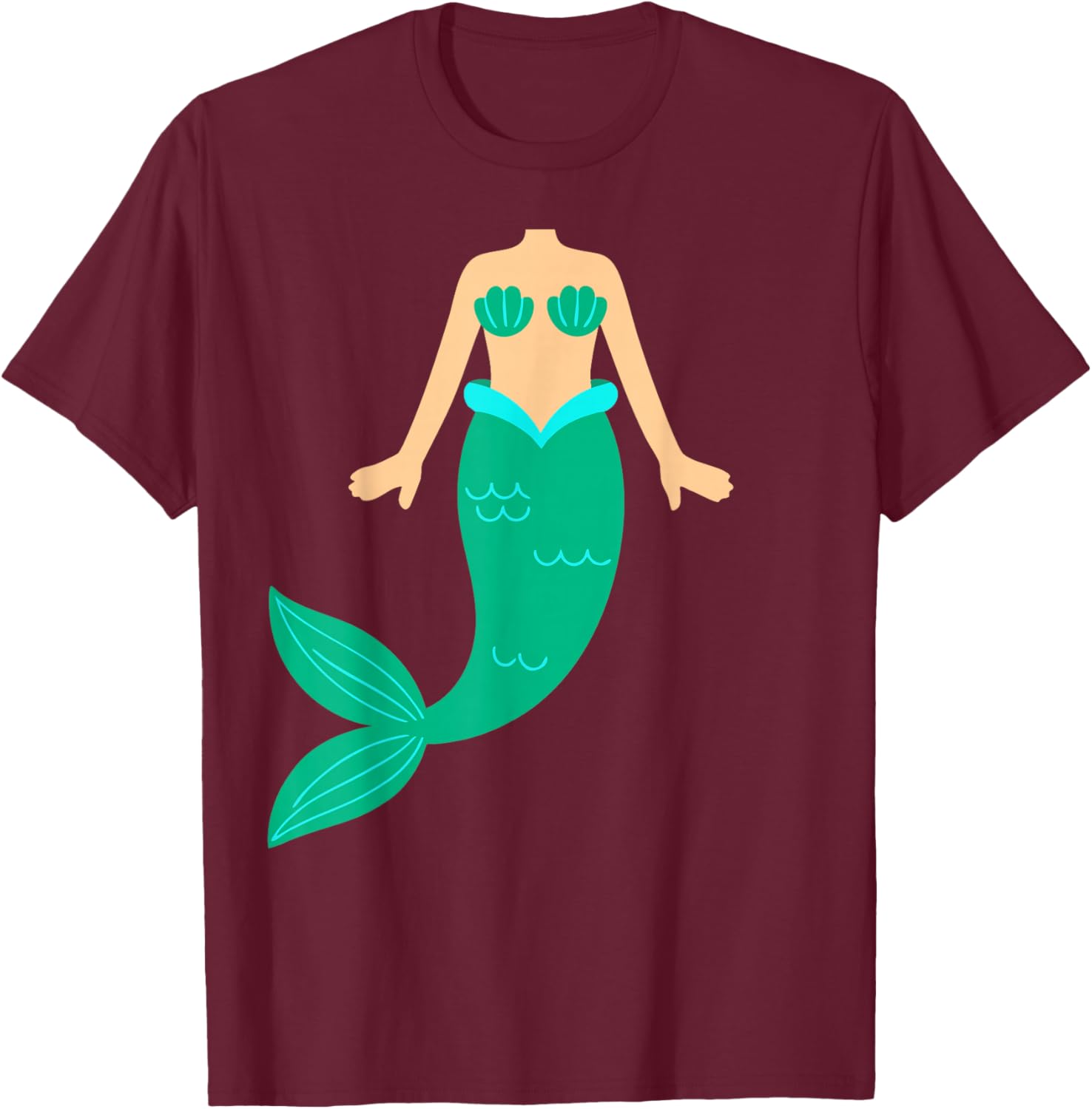 Mermaid Shirt Adult Men Women Kids Body Mermaid Costume T-Shirt - T-Shirt | Maroon