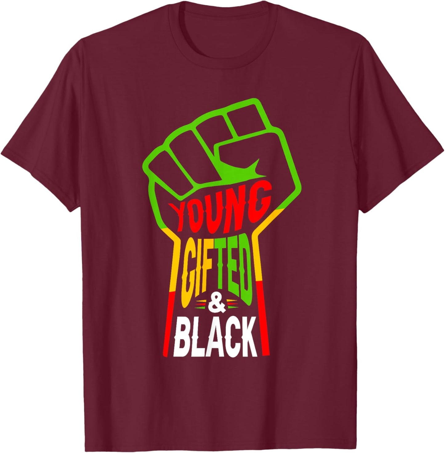Juneteenth Young Gifted Afro African Black Boy Kids Youth T-Shirt - T-Shirt | Maroon