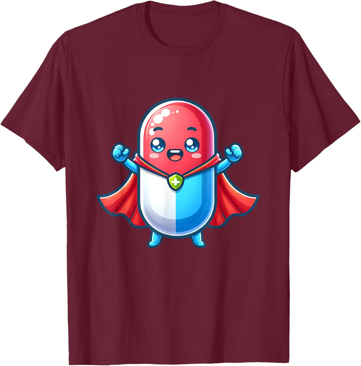 Cute Superhero Tablet Super Pill Hero Pharmacist T-Shirt - T-Shirt | Maroon