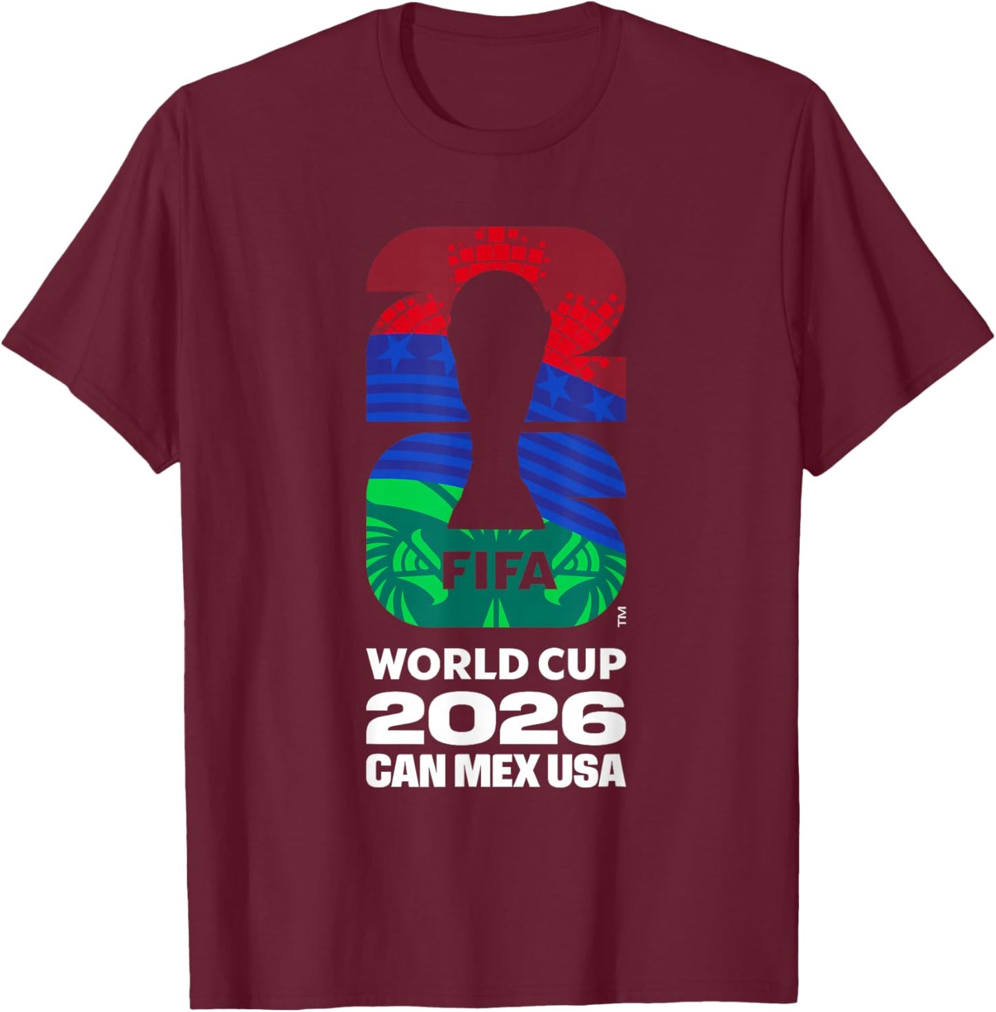 FIFA World CUP26 FIFA Host Country Logo Flags T-Shirt - T-Shirt | Maroon
