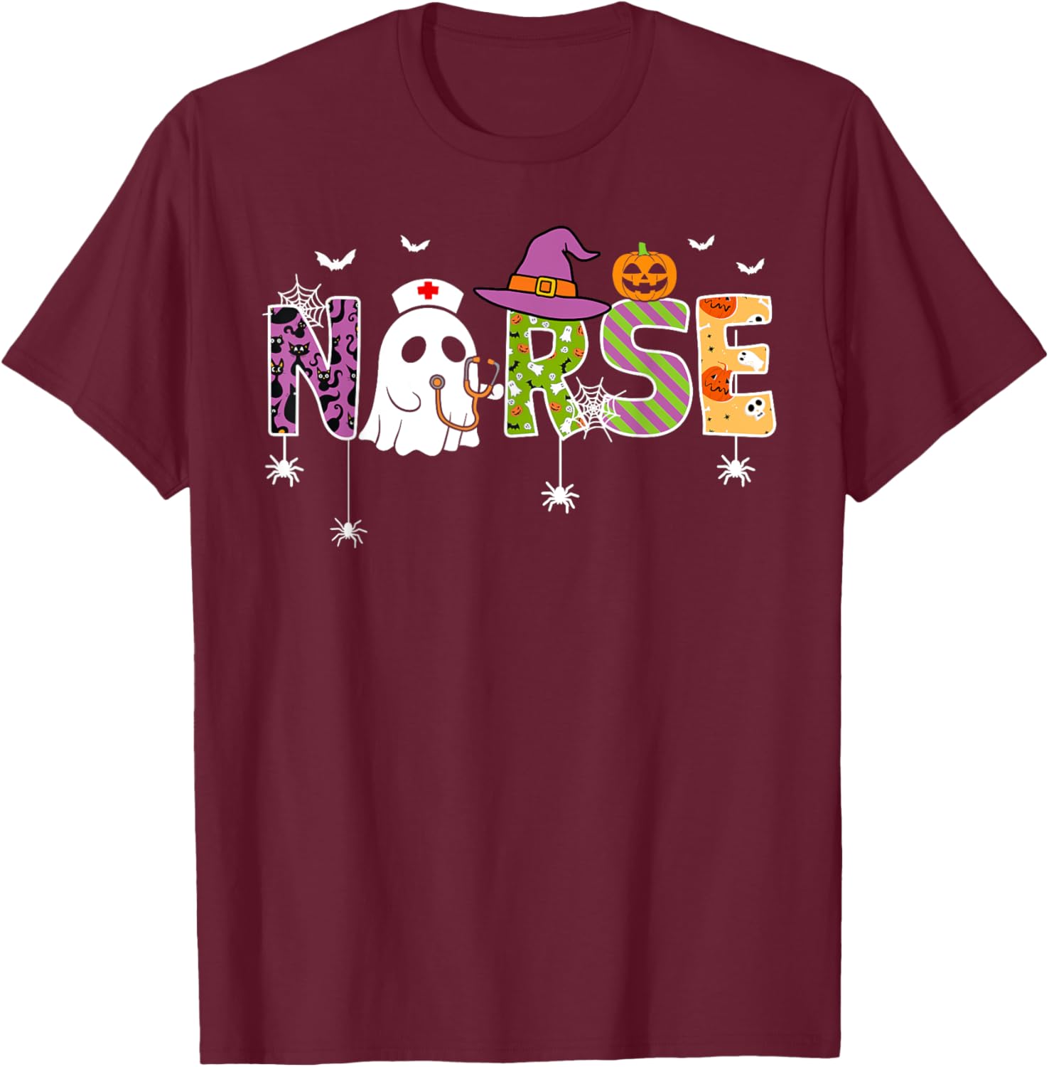 Nurse Halloween Costume Nursing Costume Scrub Top Women Men T-Shirt - T-Shirt | Maroon