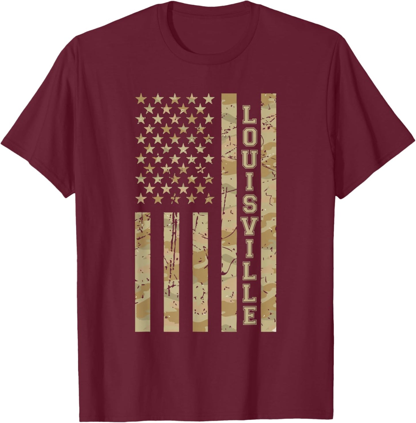 Louisville City Pride Kentucky Desert Camo Distressed T-Shirt - T-Shirt | Maroon
