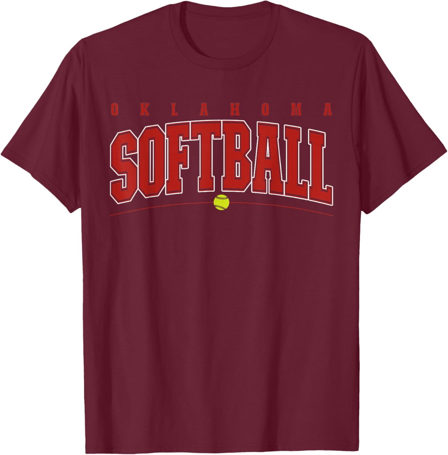 Oklahoma Softball Vintage Kids Team Retro Softball Fan T-Shirt - T-Shirt | Maroon