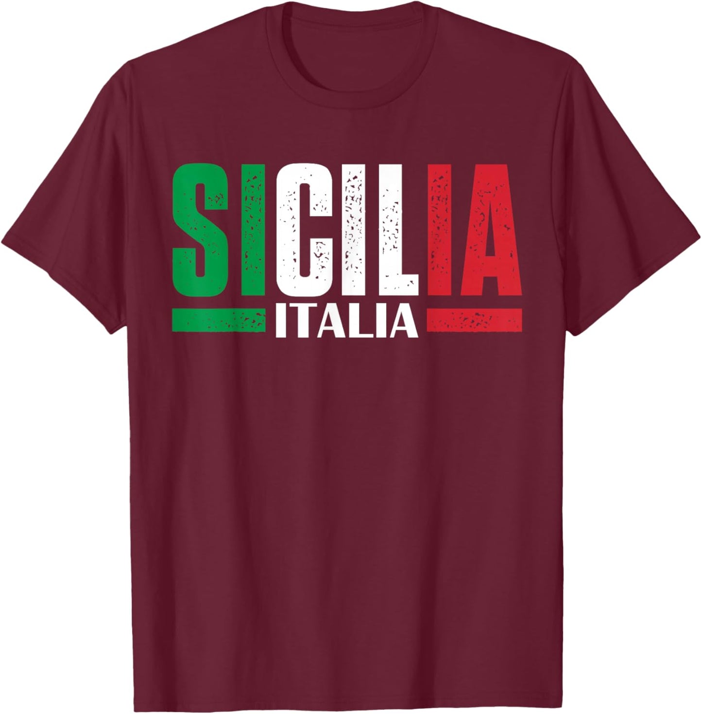 Sicilia Italia Flag Sicily Italy Sicilian T-Shirt - T-Shirt | Maroon