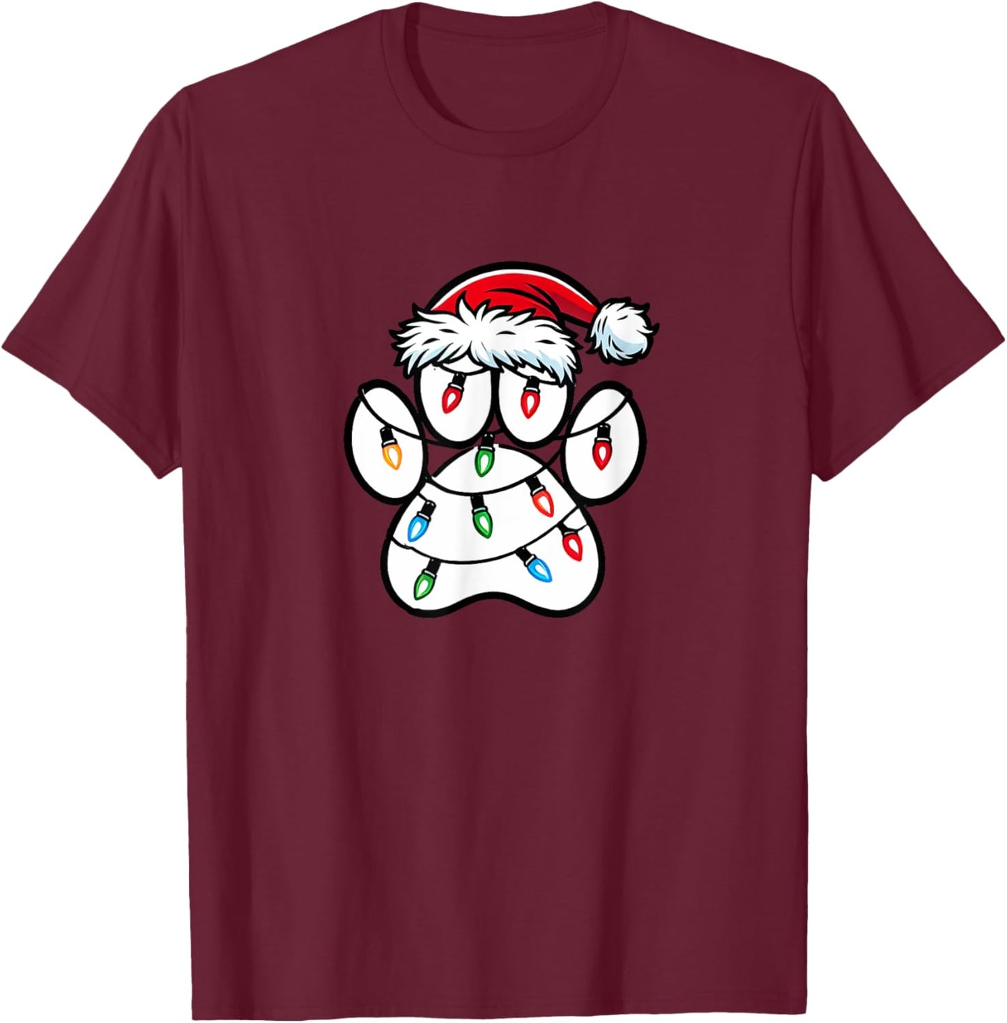 Christmas Dog Paw Christmas Dog Xmas Men Women Kids T-Shirt - T-Shirt | Maroon