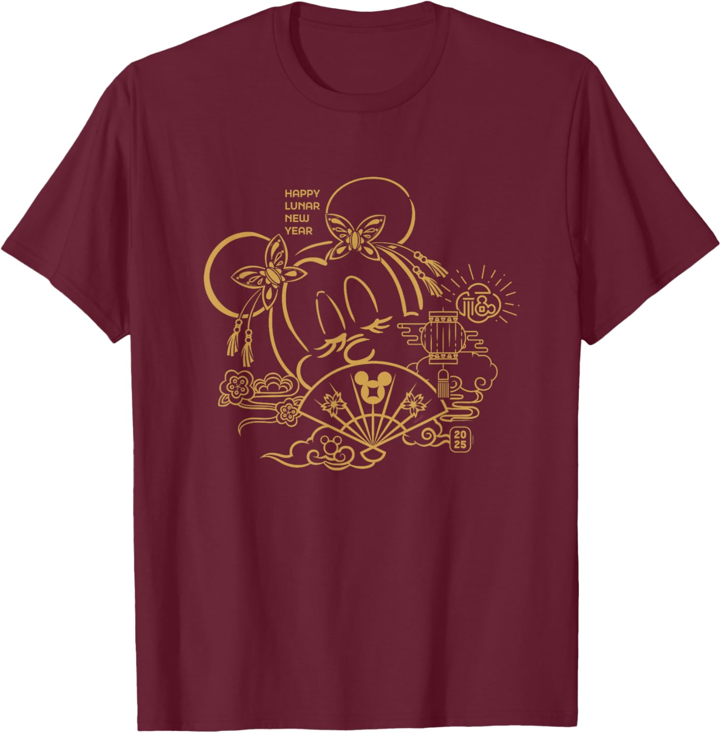 Disney Minnie Mouse Chinese Happy Lunar New Year 2025 T-Shirt - T-Shirt | Maroon