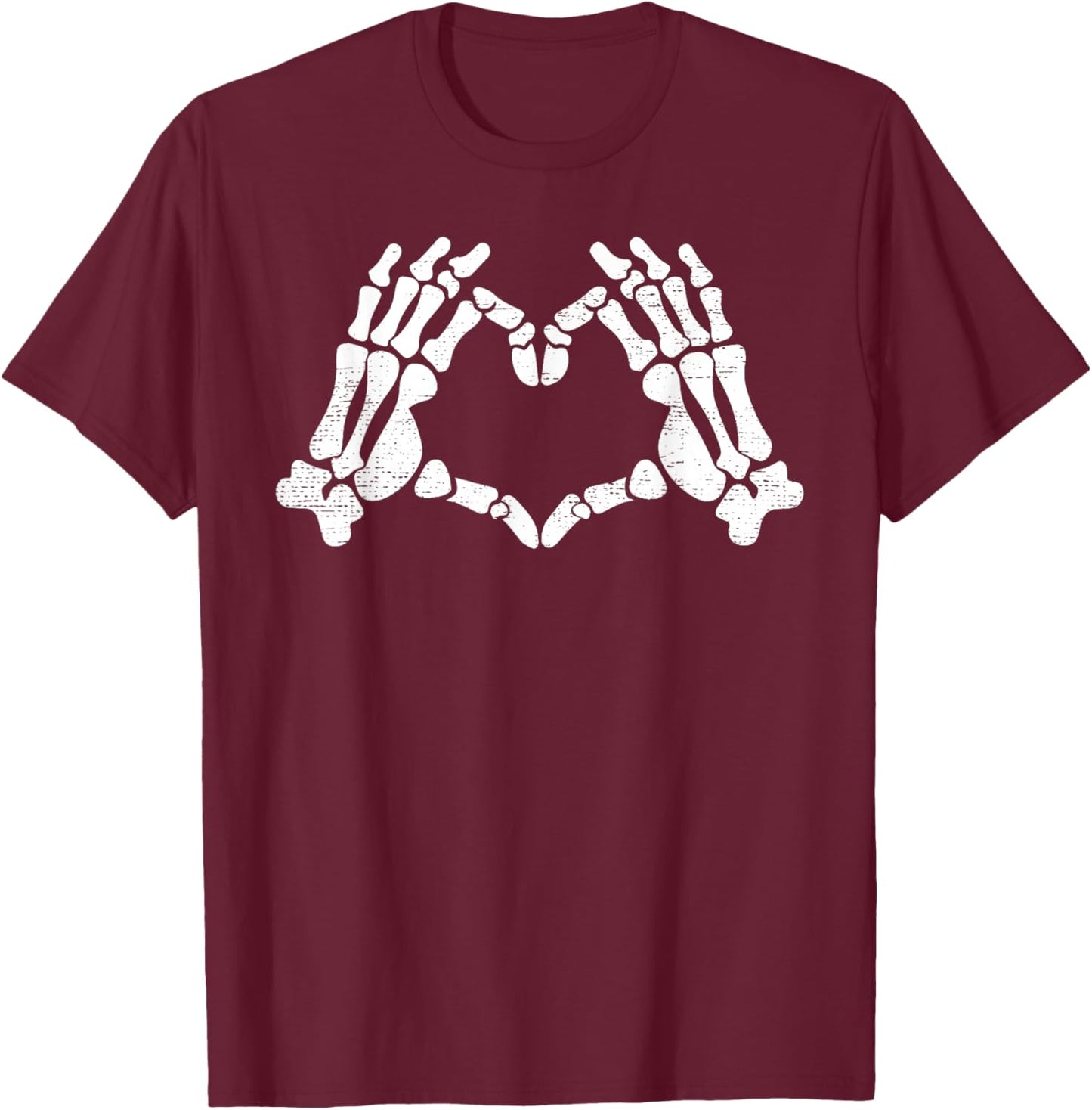 Skeleton Hands Heart Sign Retro Halloween Costume Men Women T-Shirt - T-Shirt | Maroon