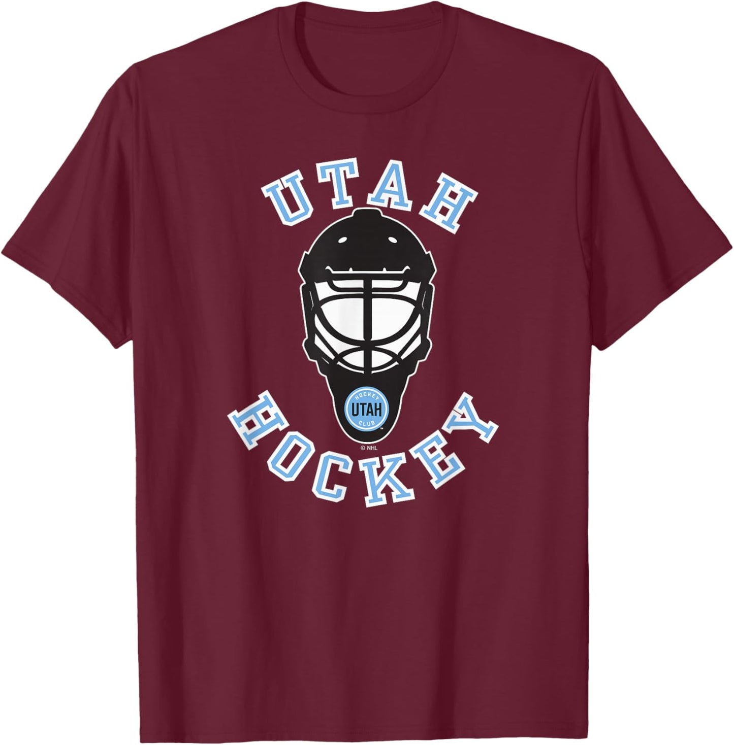 Utah Hockey Club Hockey Mask Dark Heather T-Shirt - T-Shirt | Maroon
