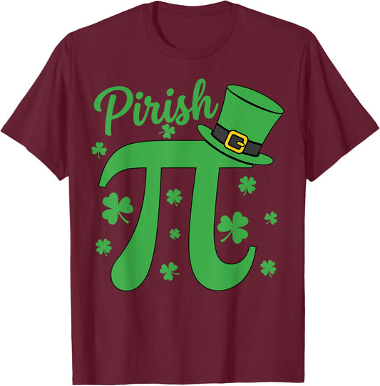 Pirish 3.14 Math Pi Day Irish Shamrock St Patricks Day T-Shirt - T-Shirt | Maroon
