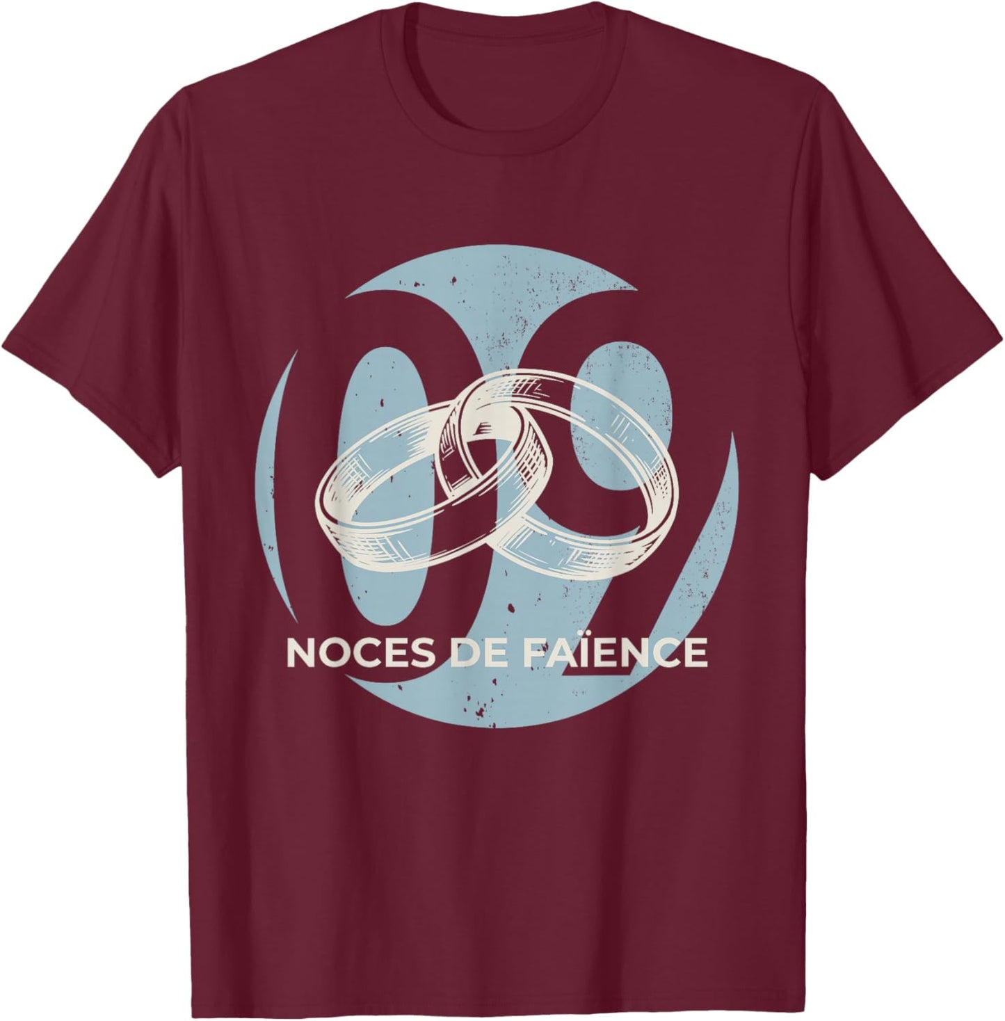 Idée Cadeau Couple 9 Ans de Mariage – Noces de faïence T-Shirt - T-Shirt | Maroon