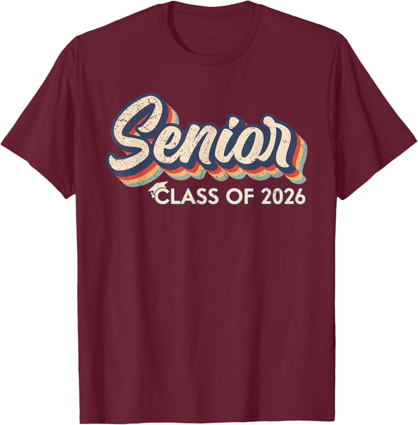 Retro Senior Class of 2026 Senior 2026 Graduate High School T-Shirt - T-Shirt | Maroon