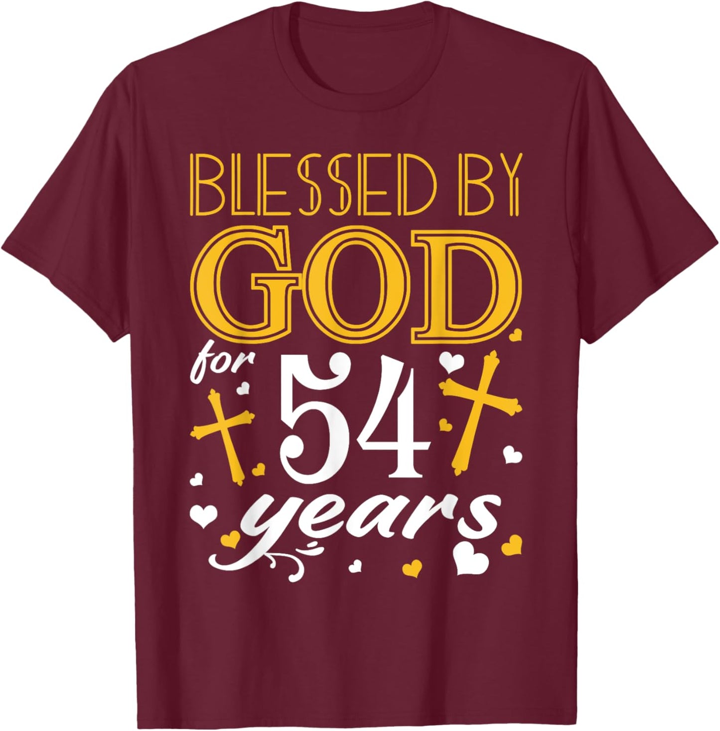 Vintage Blessed By God For 54 Years Happy 54th Birthday T-Shirt - T-Shirt | Maroon