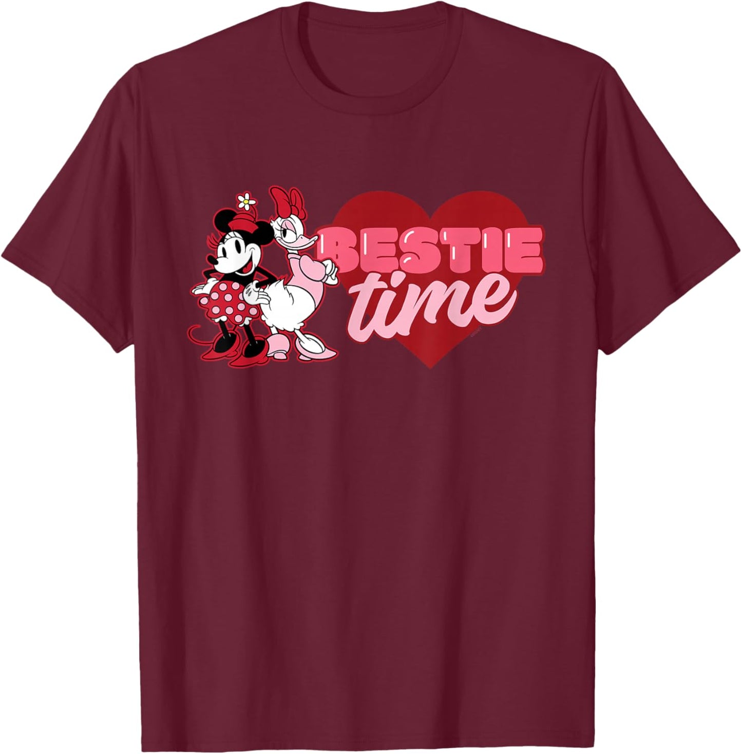 Disney Minnie & Daisy Valentine’s Day Bestie Time Matching T-Shirt - T-Shirt | Maroon
