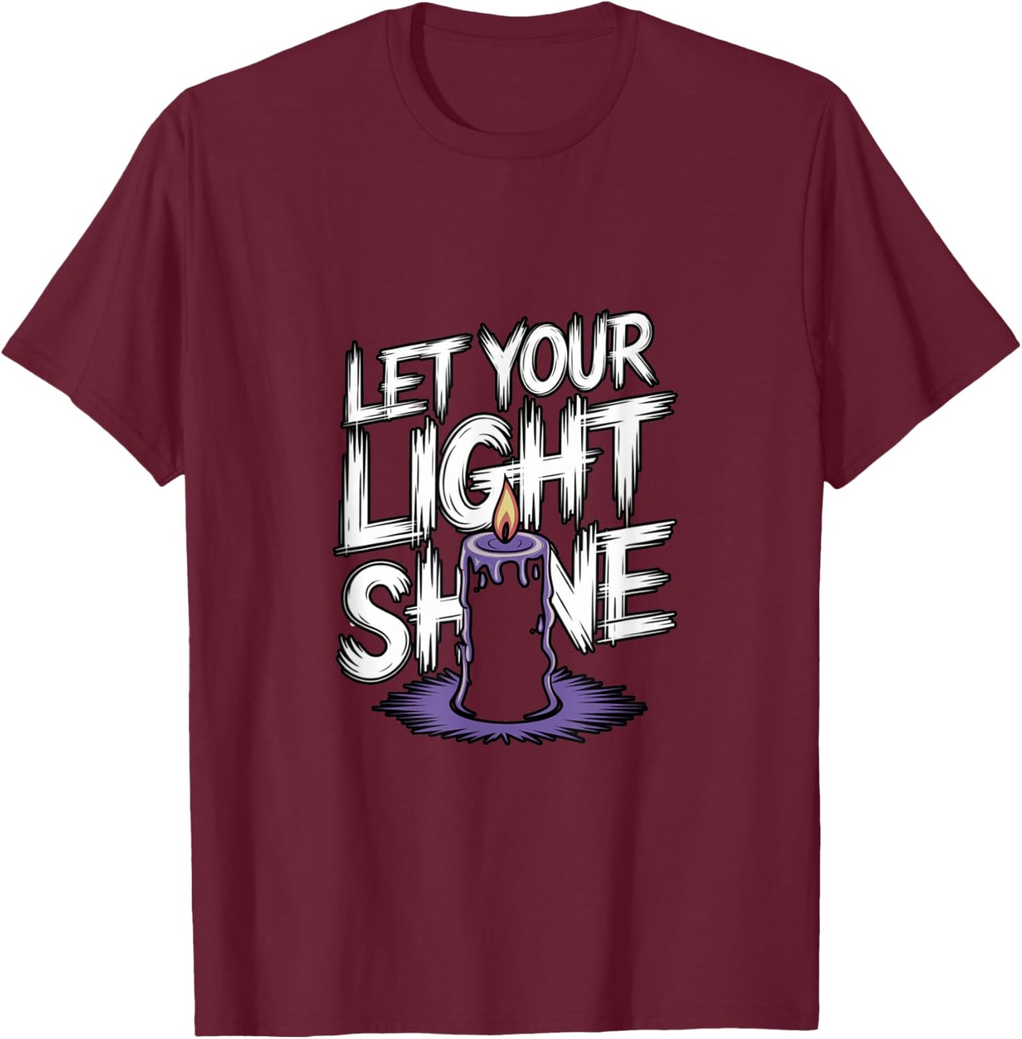 Let Your Light Shine Candle Christian Biblical Inspiration T-Shirt - T-Shirt | Maroon