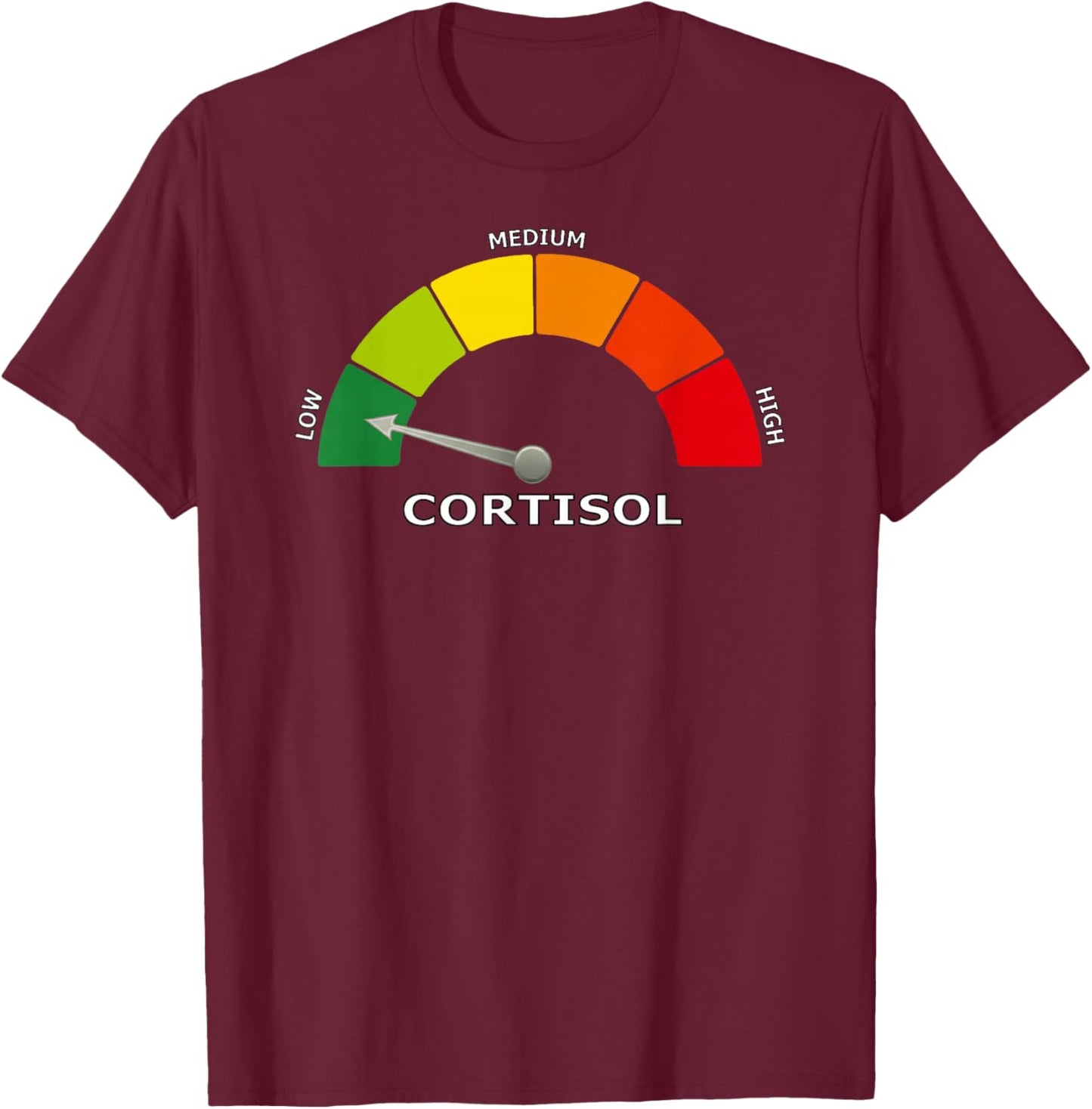 Low Cortisol Meter Funny Biology Psychology and Wellness T-Shirt - T-Shirt | Maroon