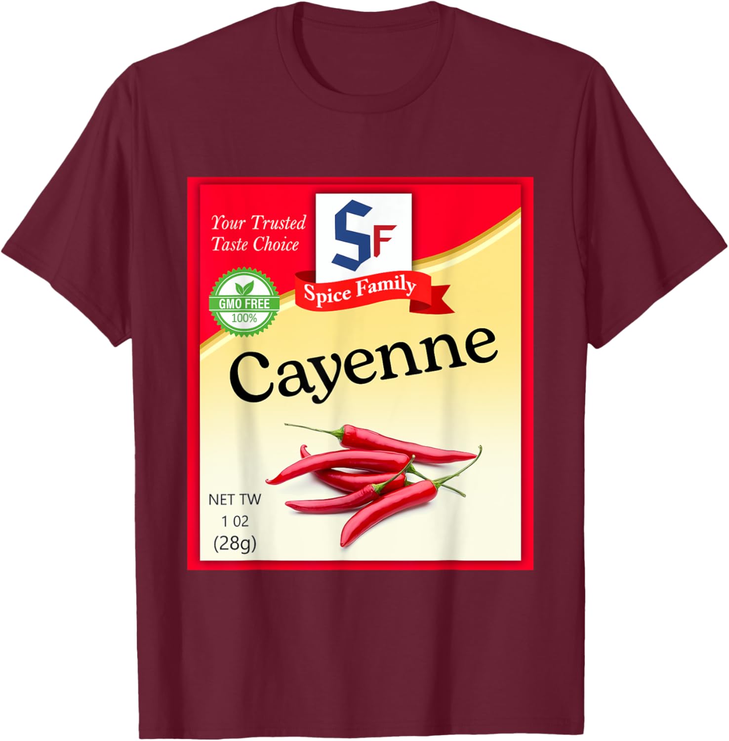 Pepper Cayenne Condiment Costume Holiday Spice Costumes T-Shirt - T-Shirt | Maroon