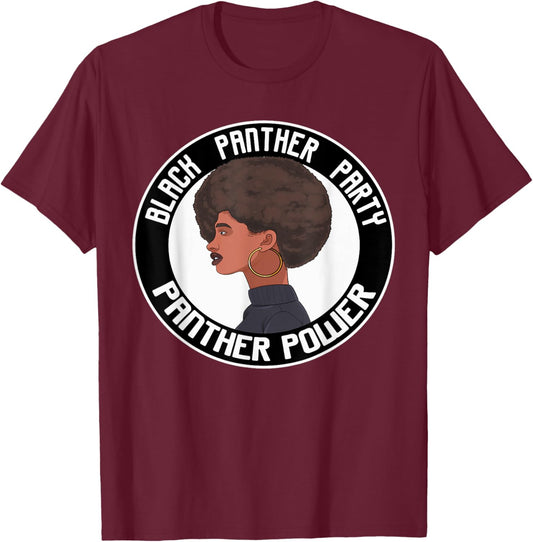 Black History Panther Party Power Logo Afro Hair 1966 T-Shirt - T-Shirt | Maroon