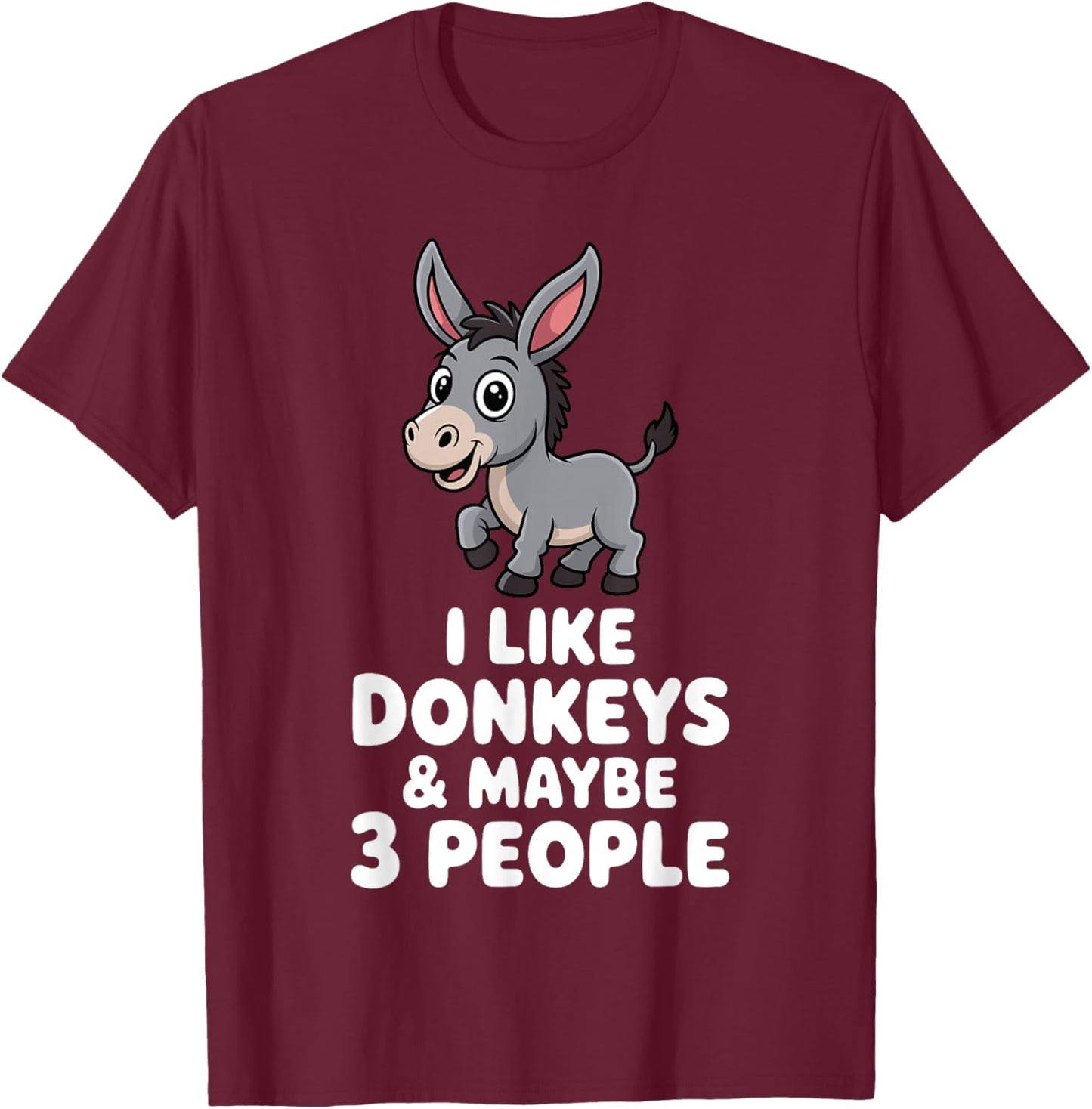 Cute Donkey Design Women Pet Animal Donkey Lovers T-Shirt - T-Shirt | Maroon